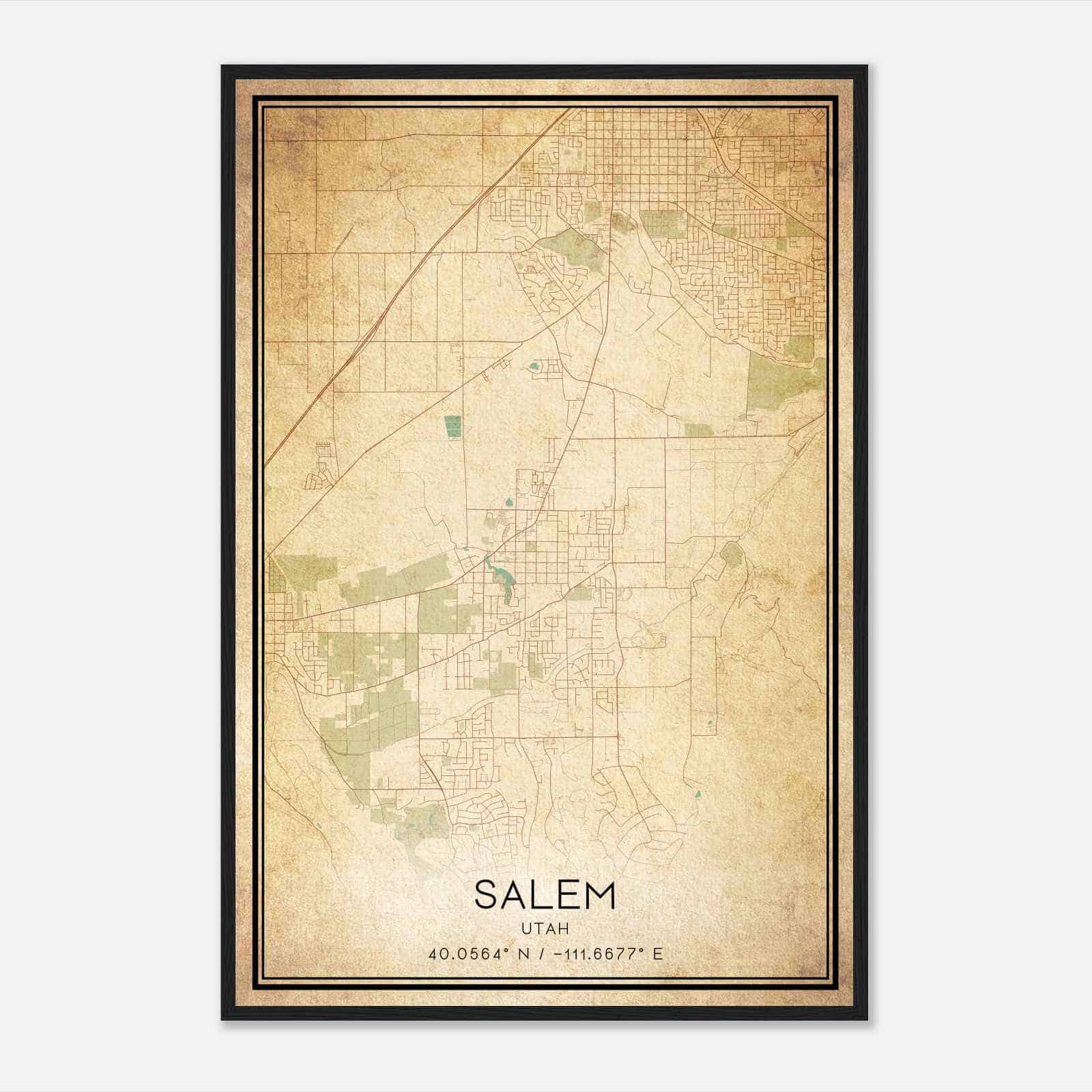 Vintage Salem Utah Map Poster, Modern Home Decor Wall Art Print