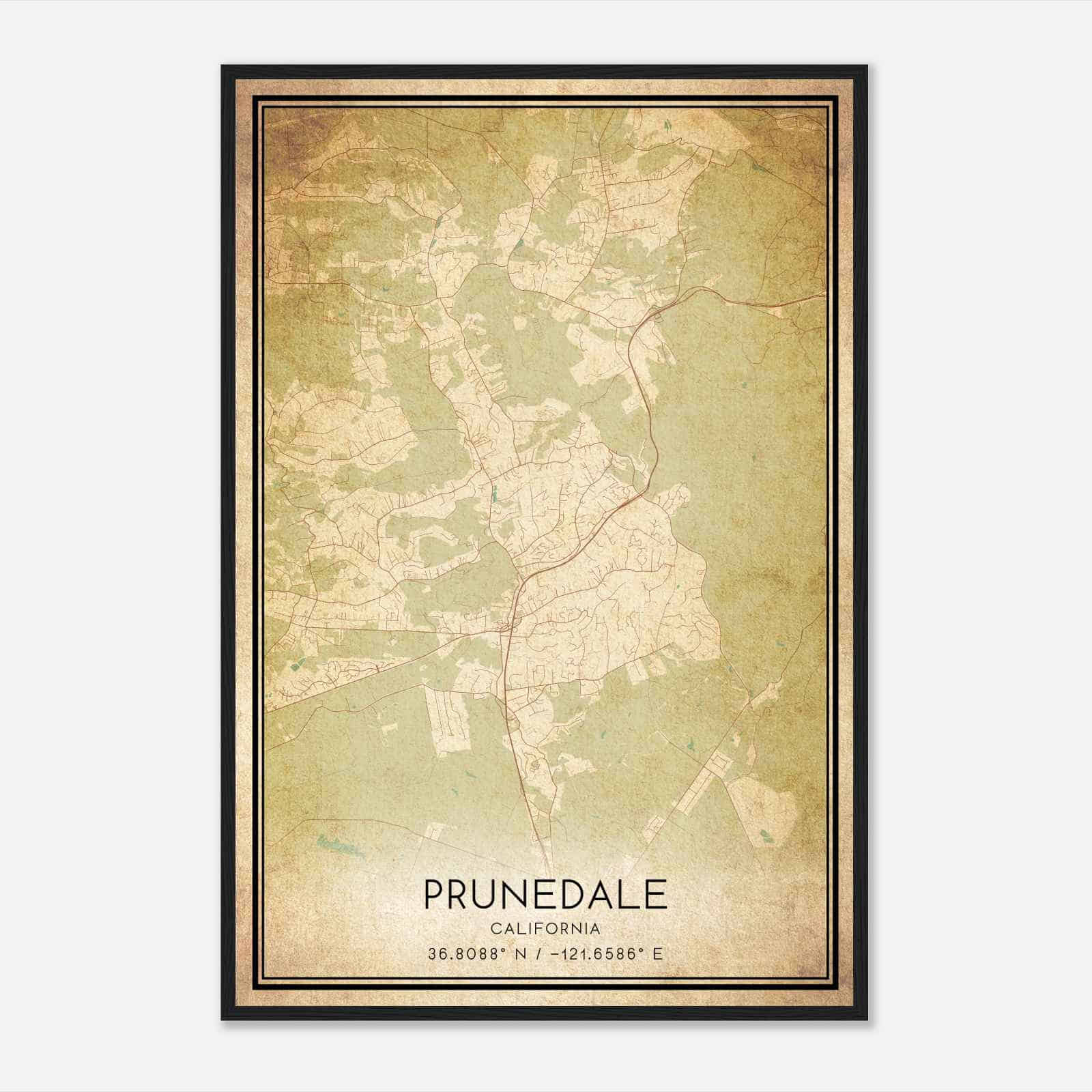 Vintage Prunedale California Map Poster, Modern Home Decor Wall Art Print