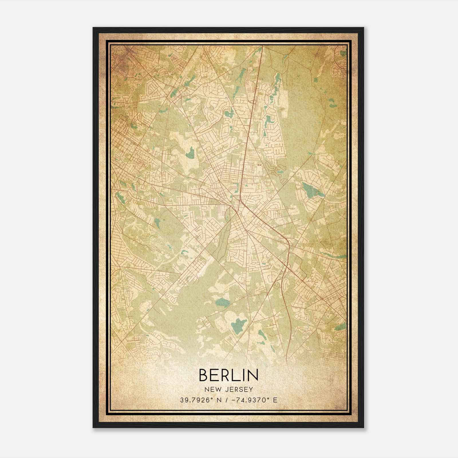 Vintage Berlin New Jersey Map Poster, Modern Home Decor Wall Art Print Vintage Berlin New Jersey Map Poster, Modern Home Decor Wall Art Print