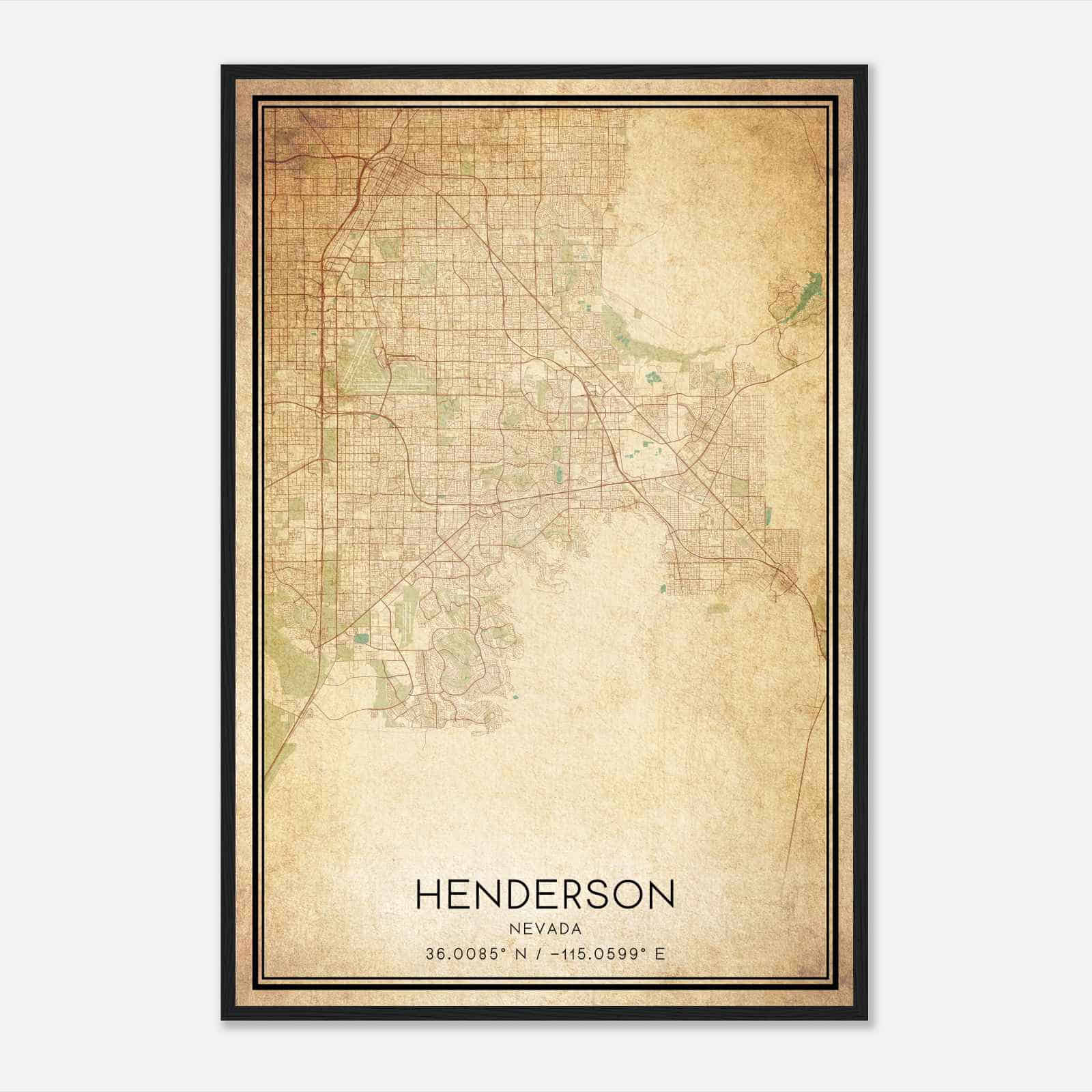 Vintage Henderson Nevada Map Poster, Modern Home Decor Wall Art Print
