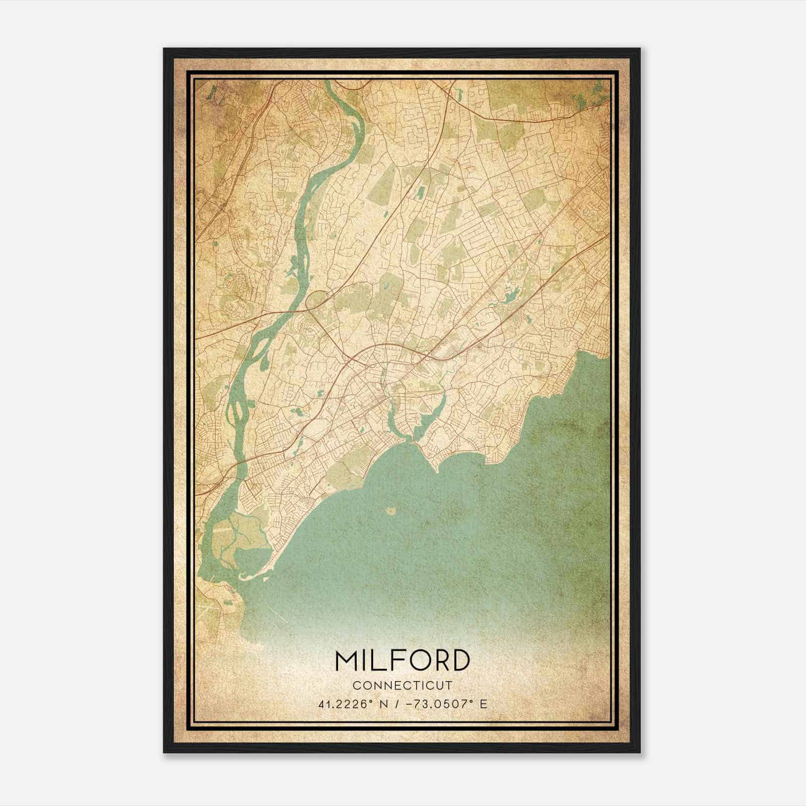 Vintage Milford Connecticut Map Poster, Modern Home Decor Wall Art Print Vintage Milford Connecticut Map Poster, Modern Home Decor Wall Art Print