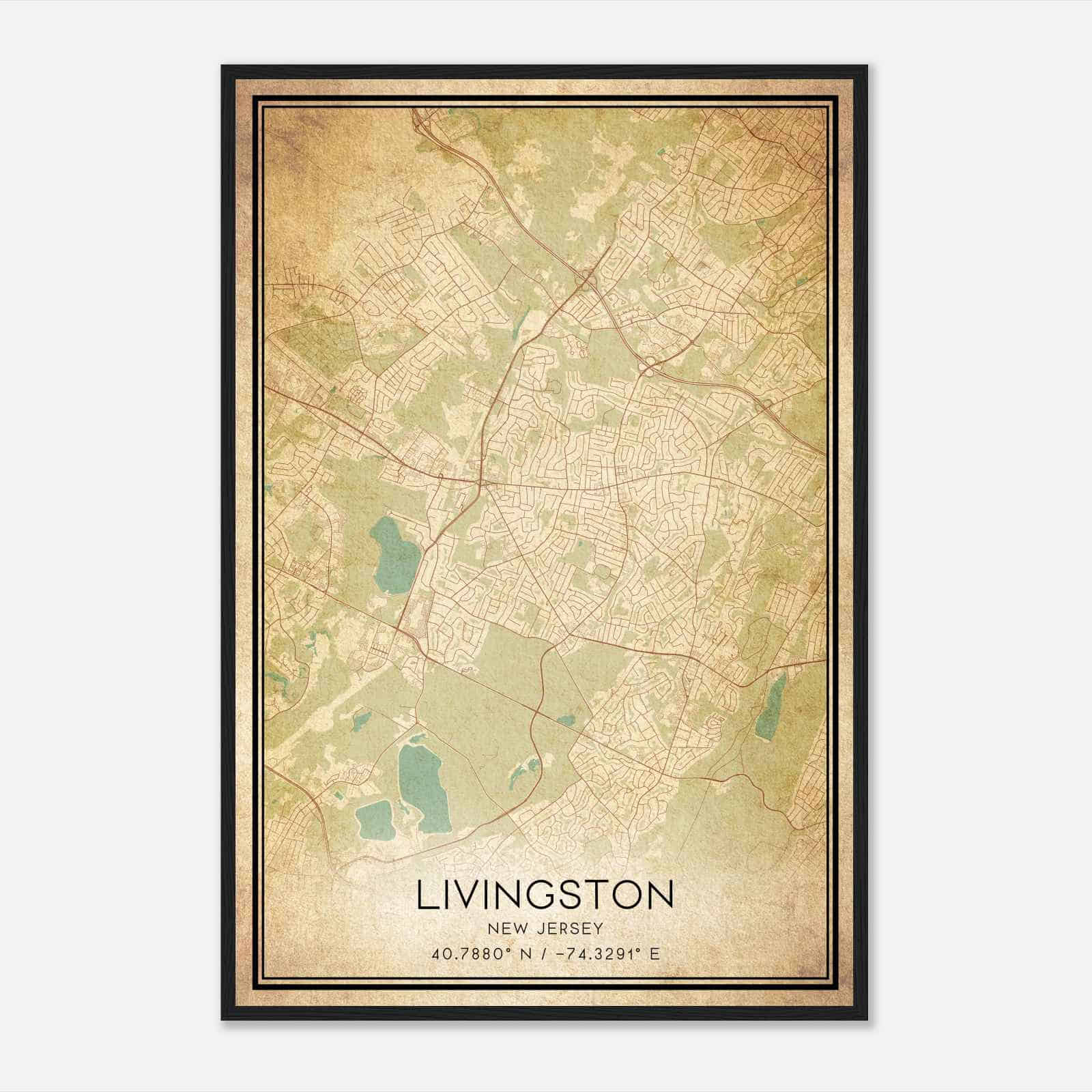 Vintage Livingston New Jersey Map Poster, Modern Home Decor Wall Art Print Vintage Livingston New Jersey Map Poster, Modern Home Decor Wall Art Print