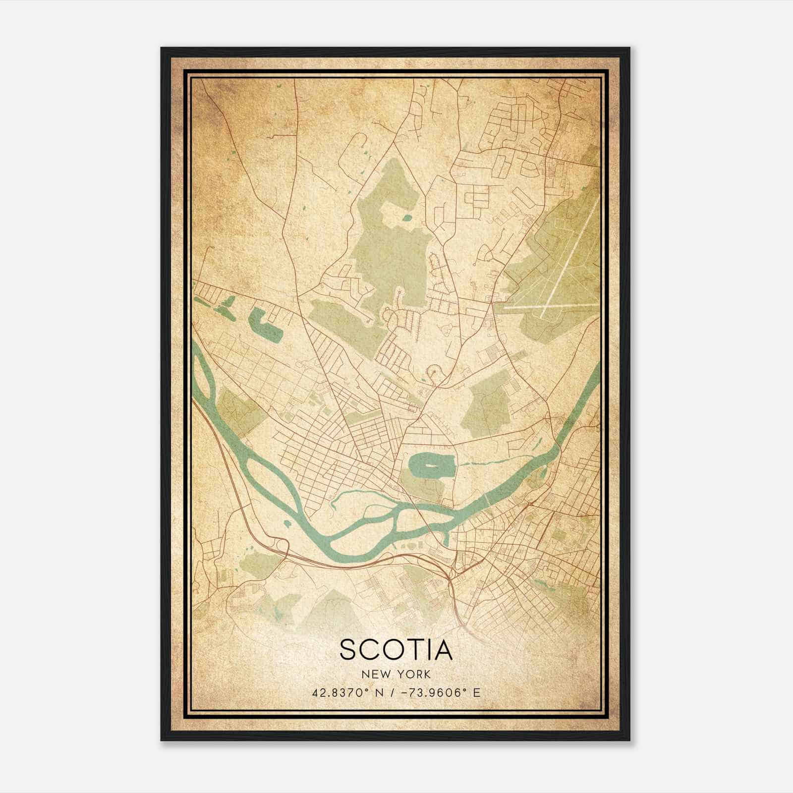 Vintage Scotia New York Map Poster, Modern Home Decor Wall Art Print
