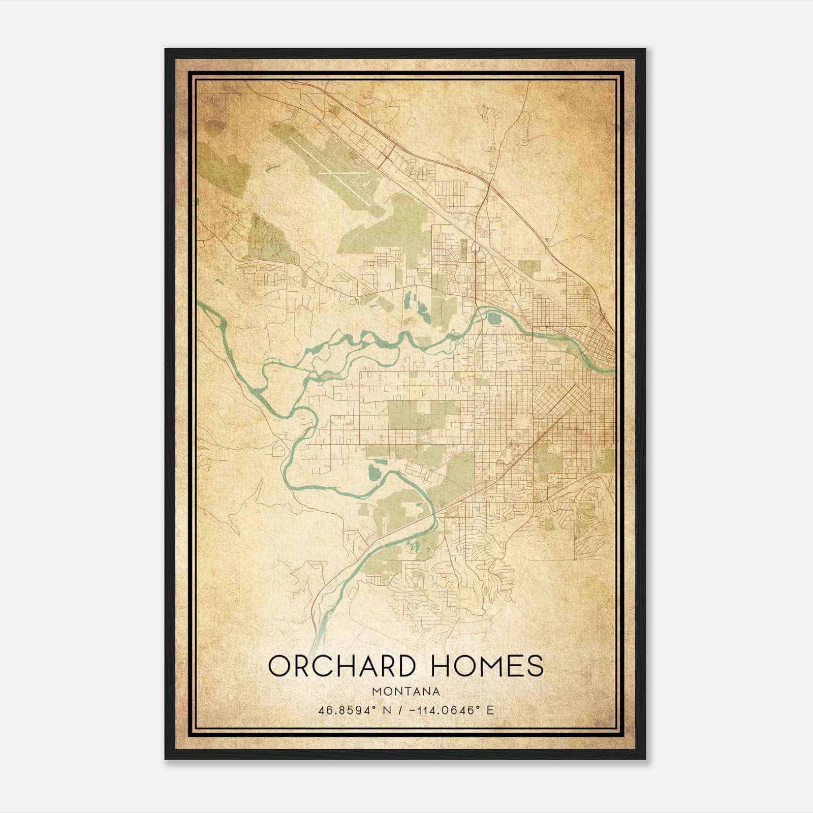 Vintage Orchard Homes Montana Map Poster, Modern Home Decor Wall Art Print