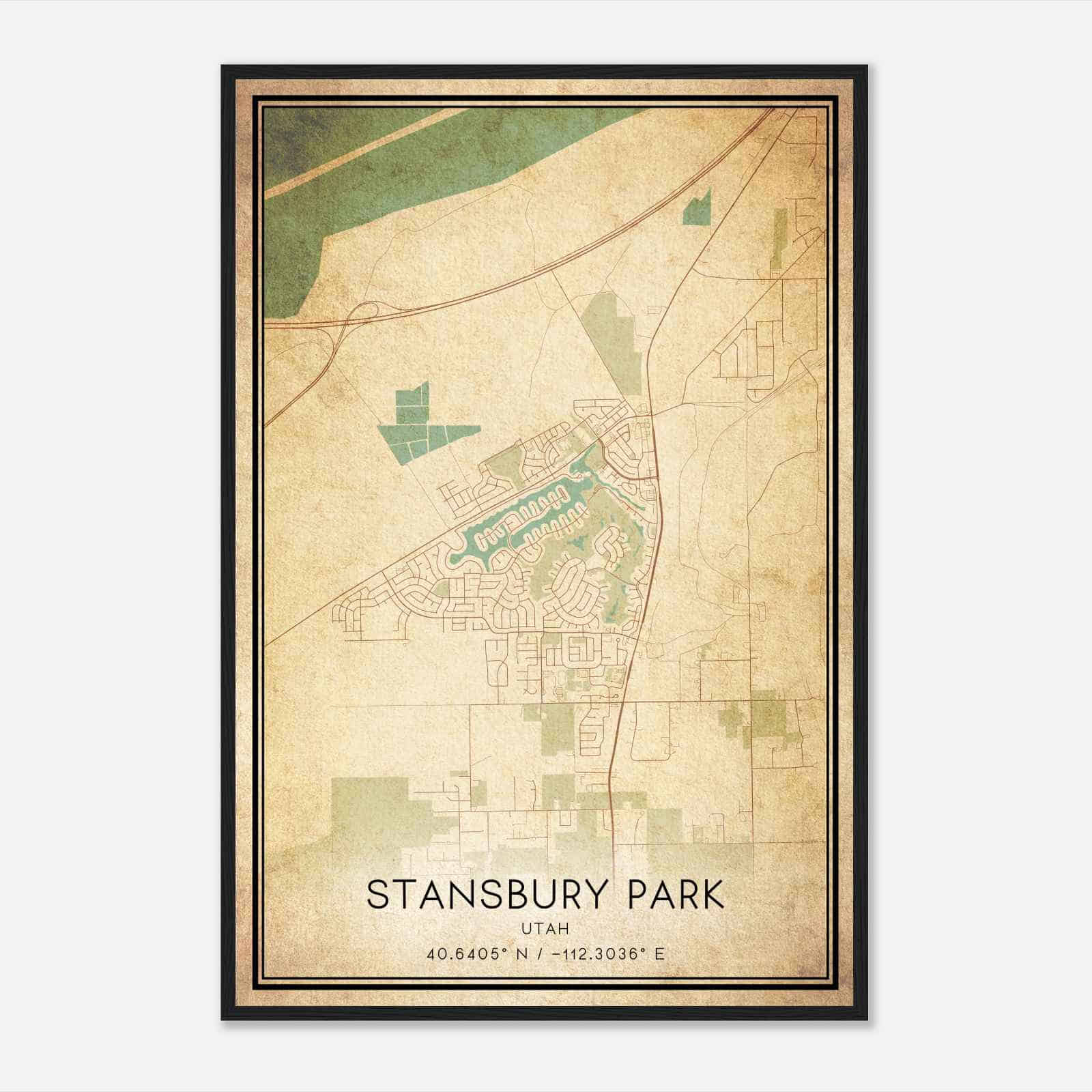 Vintage Stansbury Park Utah Map Poster, Modern Home Decor Wall Art Print
