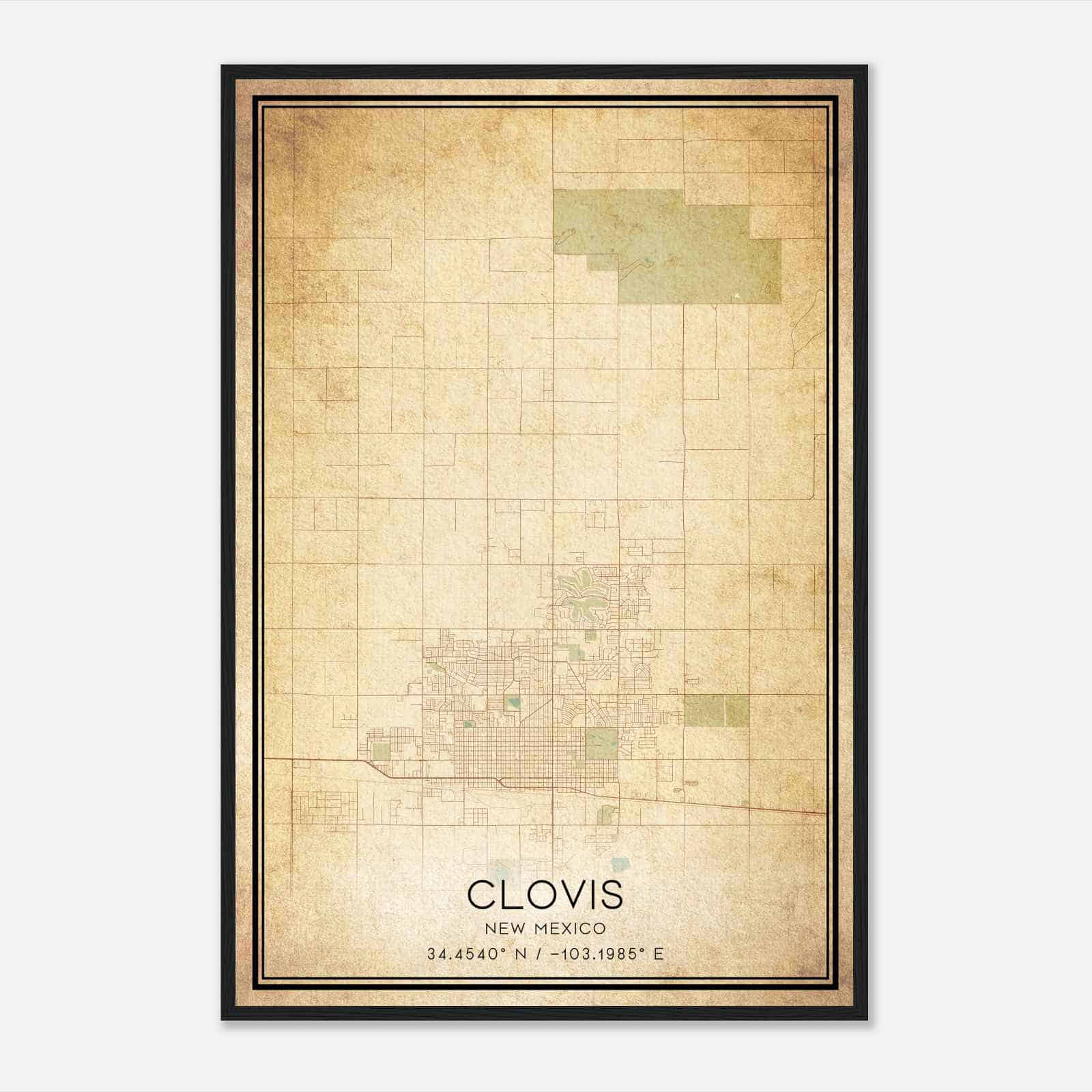 Vintage Clovis New Mexico Map Poster, Modern Home Decor Wall Art Print