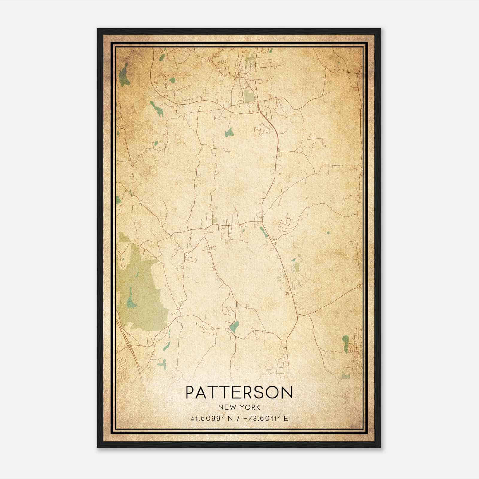 Vintage Patterson New York Map Poster, Modern Home Decor Wall Art Print