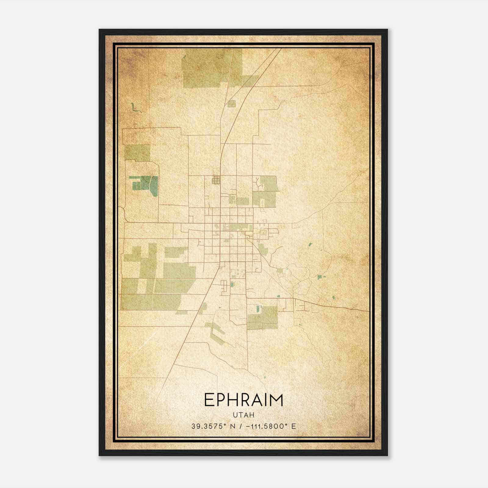 Vintage Ephraim Utah Map Poster, Modern Home Decor Wall Art Print
