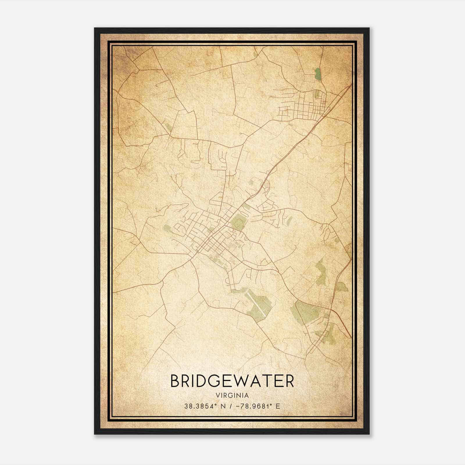 Vintage Bridgewater Virginia Map Poster, Modern Home Decor Wall Art Print Vintage Bridgewater Virginia Map Poster, Modern Home Decor Wall Art Print