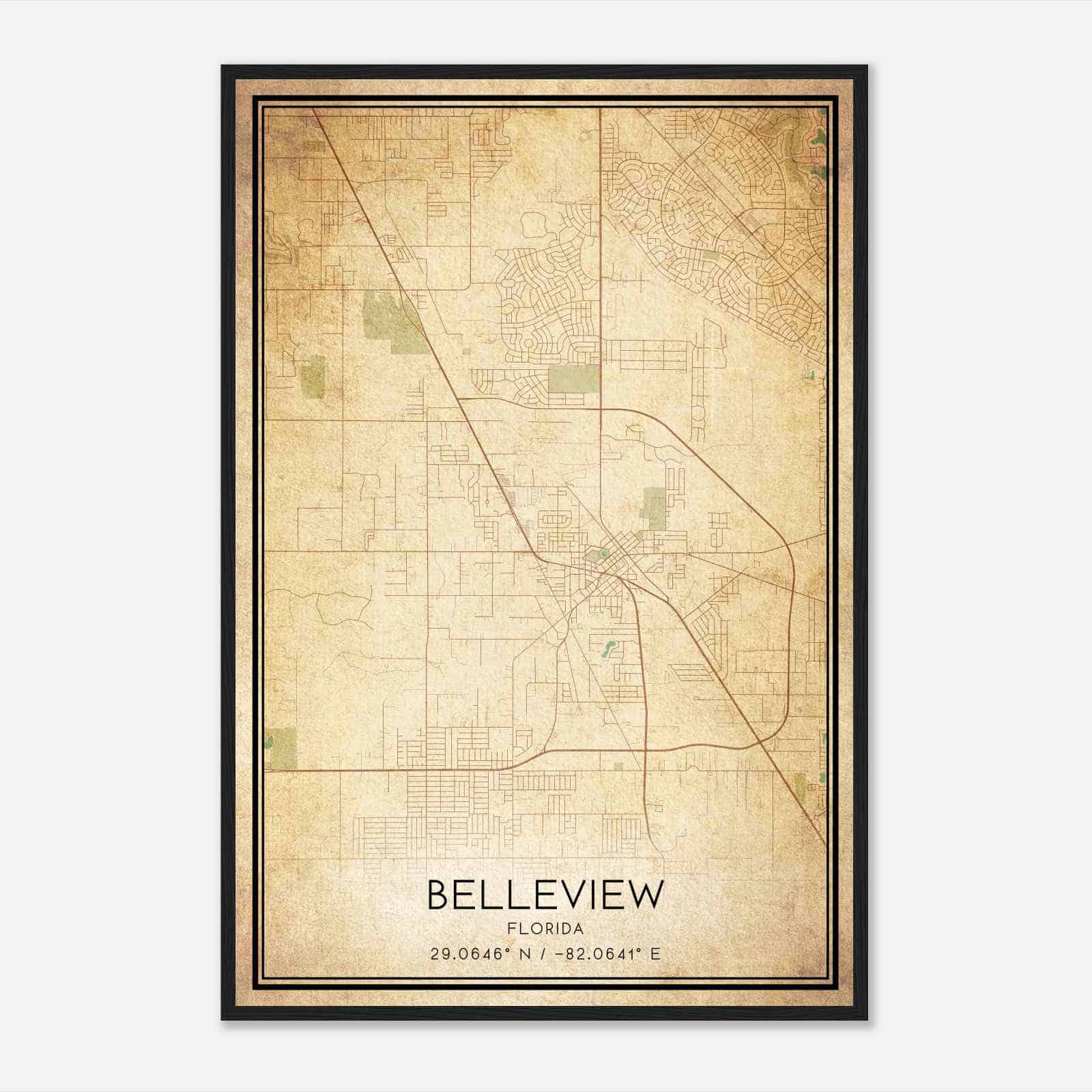 Vintage Belleview Florida Map Poster - 230c0c001ac8b164b72cc37c01f5b414