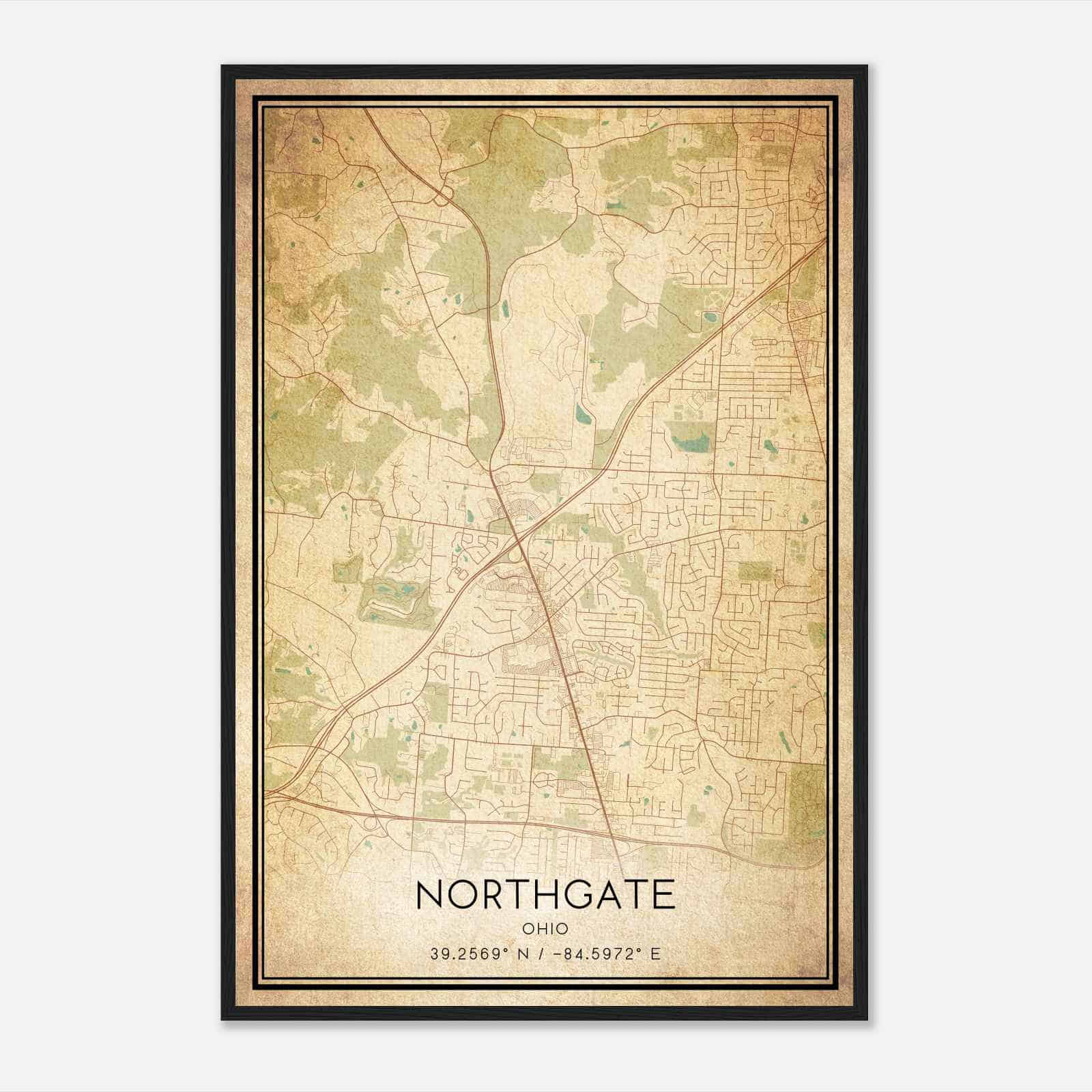 Vintage Northgate Ohio Map Poster, Modern Home Decor Wall Art Print