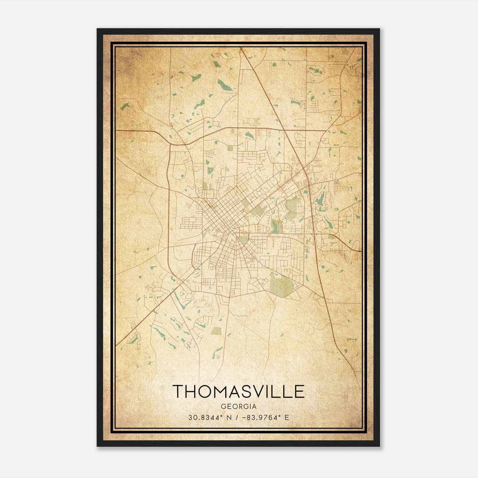 Vintage Thomasville Georgia Map Poster, Modern Home Decor Wall Art Print