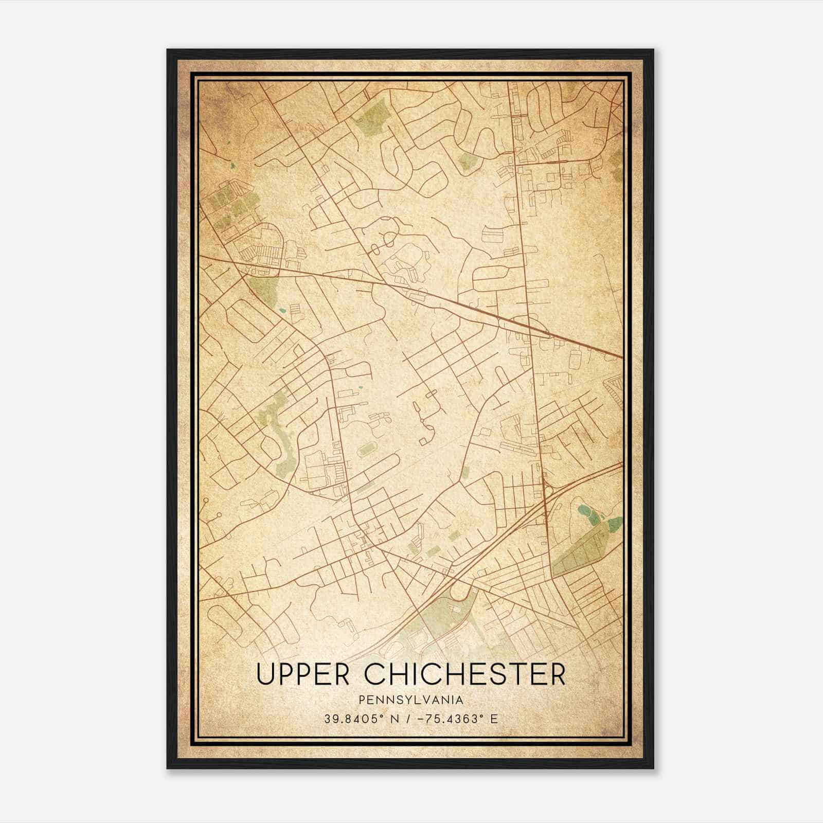 Vintage Upper Chichester Pennsylvania Map Poster, Modern Home Decor Wall Art Print