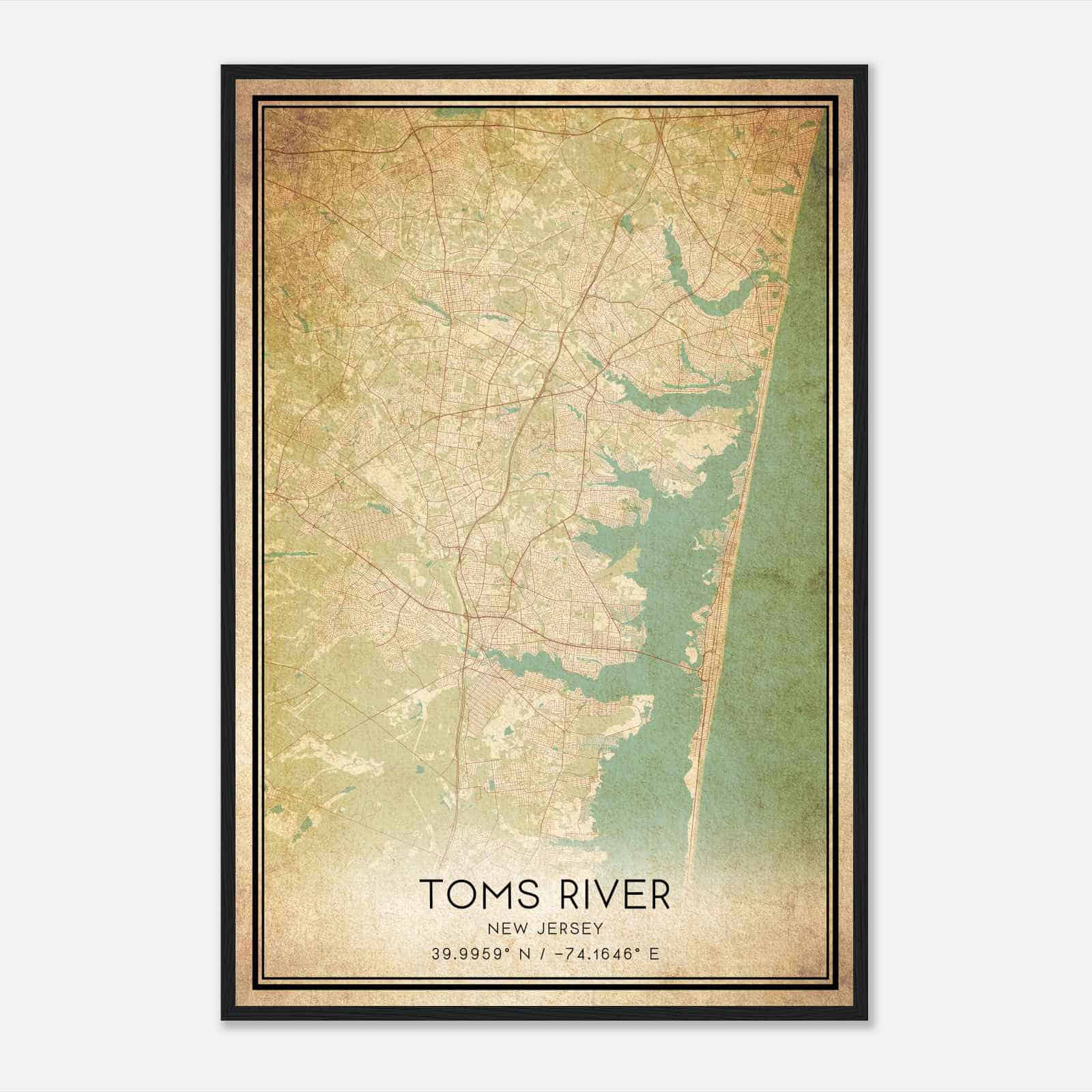 Vintage Toms River New Jersey Map Poster, Modern Home Decor Wall Art Print