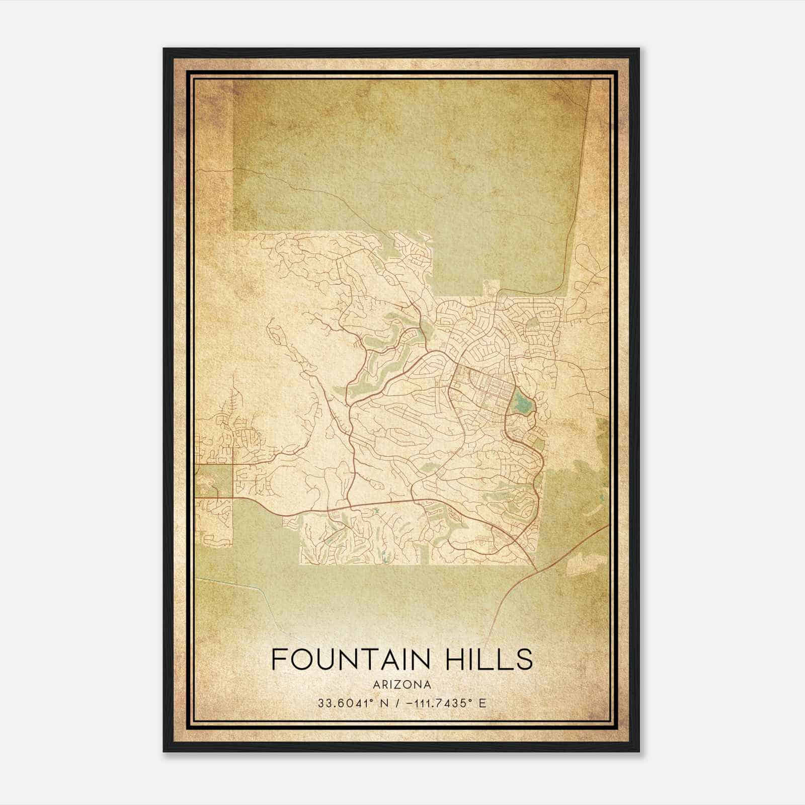 Vintage Fountain Hills Arizona Map Poster, Modern Home Decor Wall Art Print Vintage Fountain Hills Arizona Map Poster, Modern Home Decor Wall Art Print