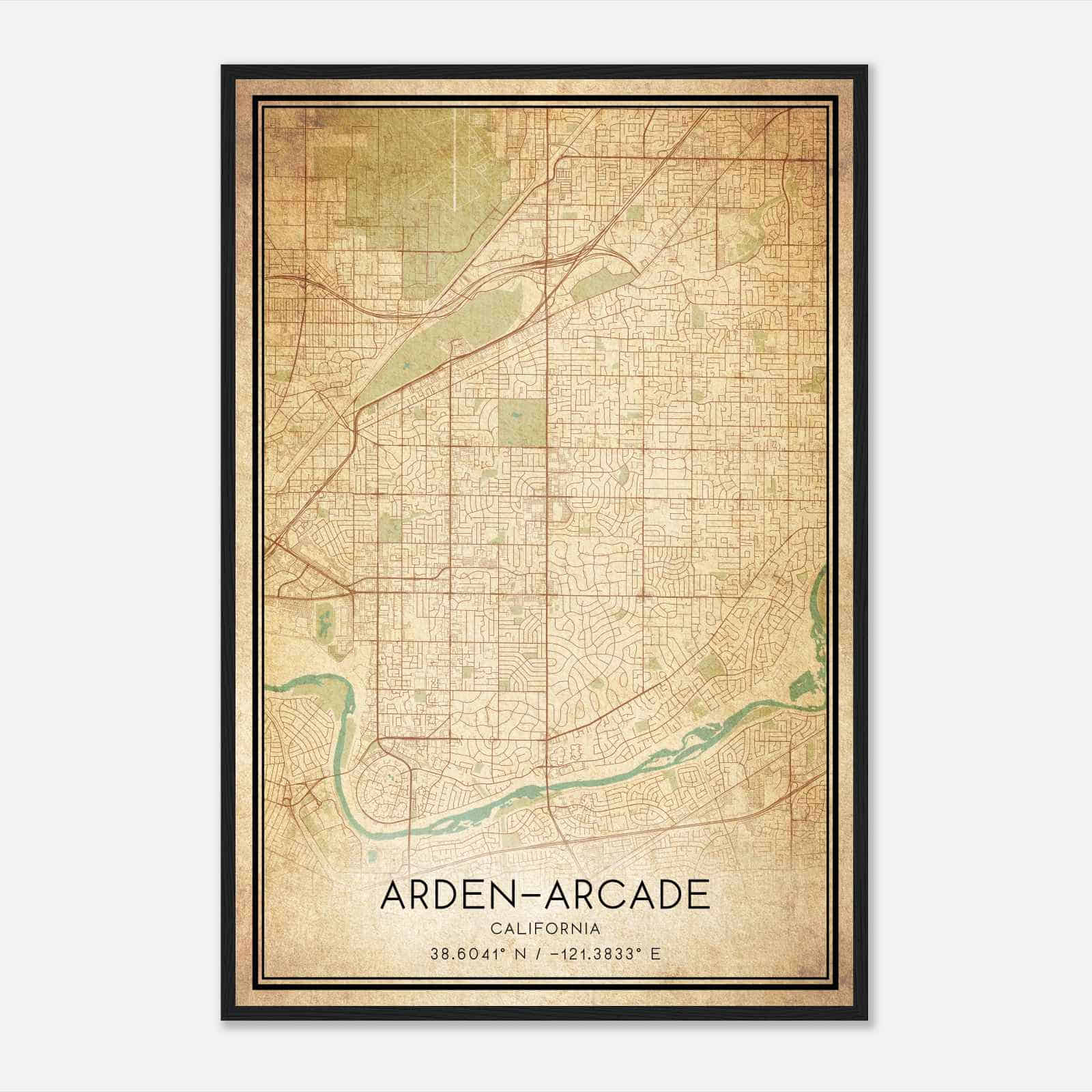 Vintage Arden-Arcade California Map Poster, Modern Home Decor Wall Art Print Vintage Arden-Arcade California Map Poster, Modern Home Decor Wall Art Print