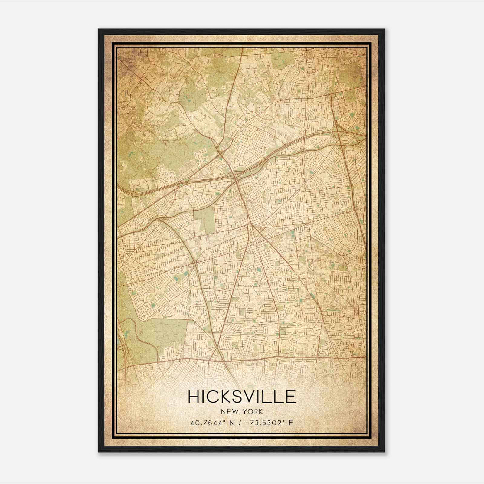 Vintage Hicksville New York Map Poster, Modern Home Decor Wall Art Print Vintage Hicksville New York Map Poster, Modern Home Decor Wall Art Print