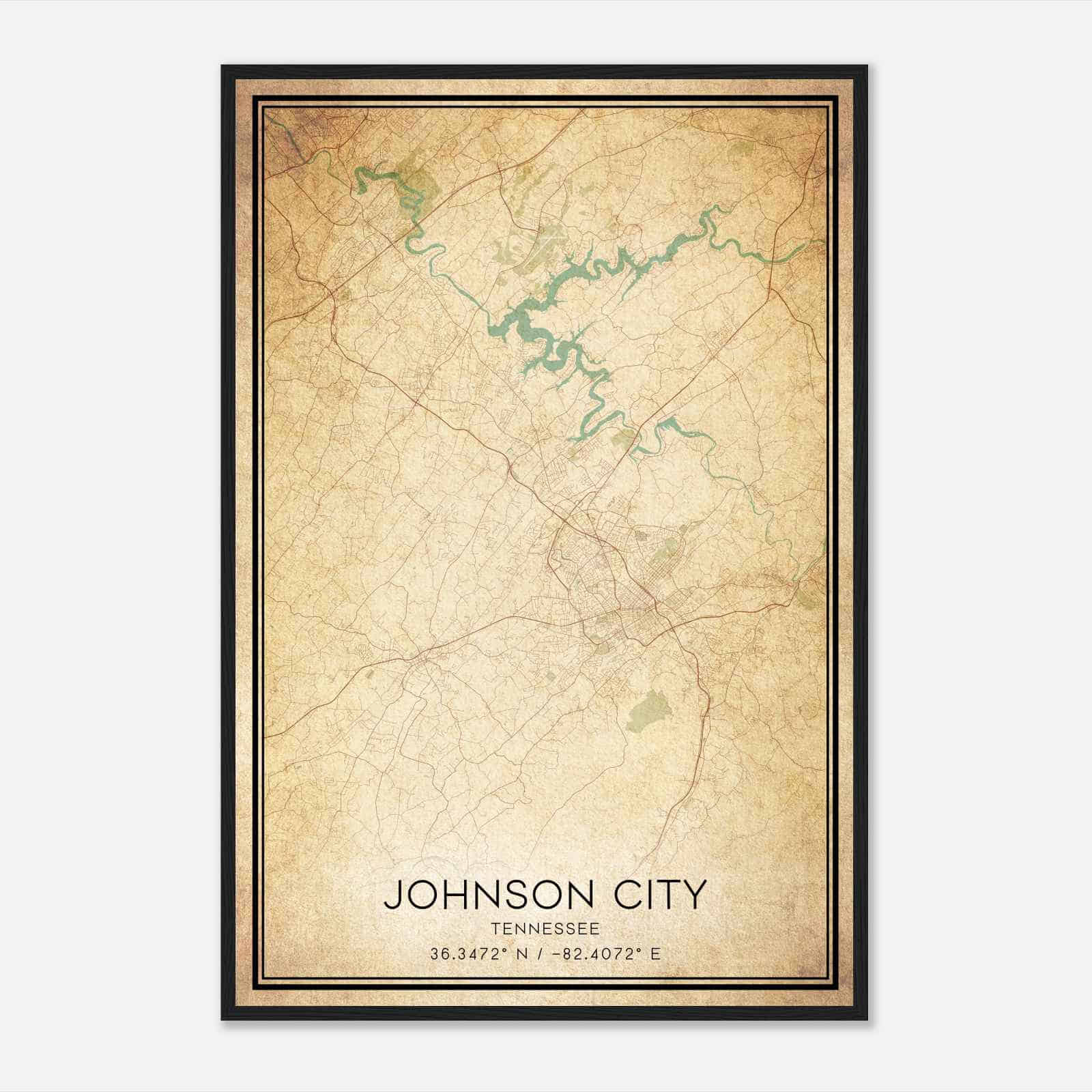 Vintage Johnson City Tennessee Map Poster, Modern Home Decor Wall Art Print Vintage Johnson City Tennessee Map Poster, Modern Home Decor Wall Art Print