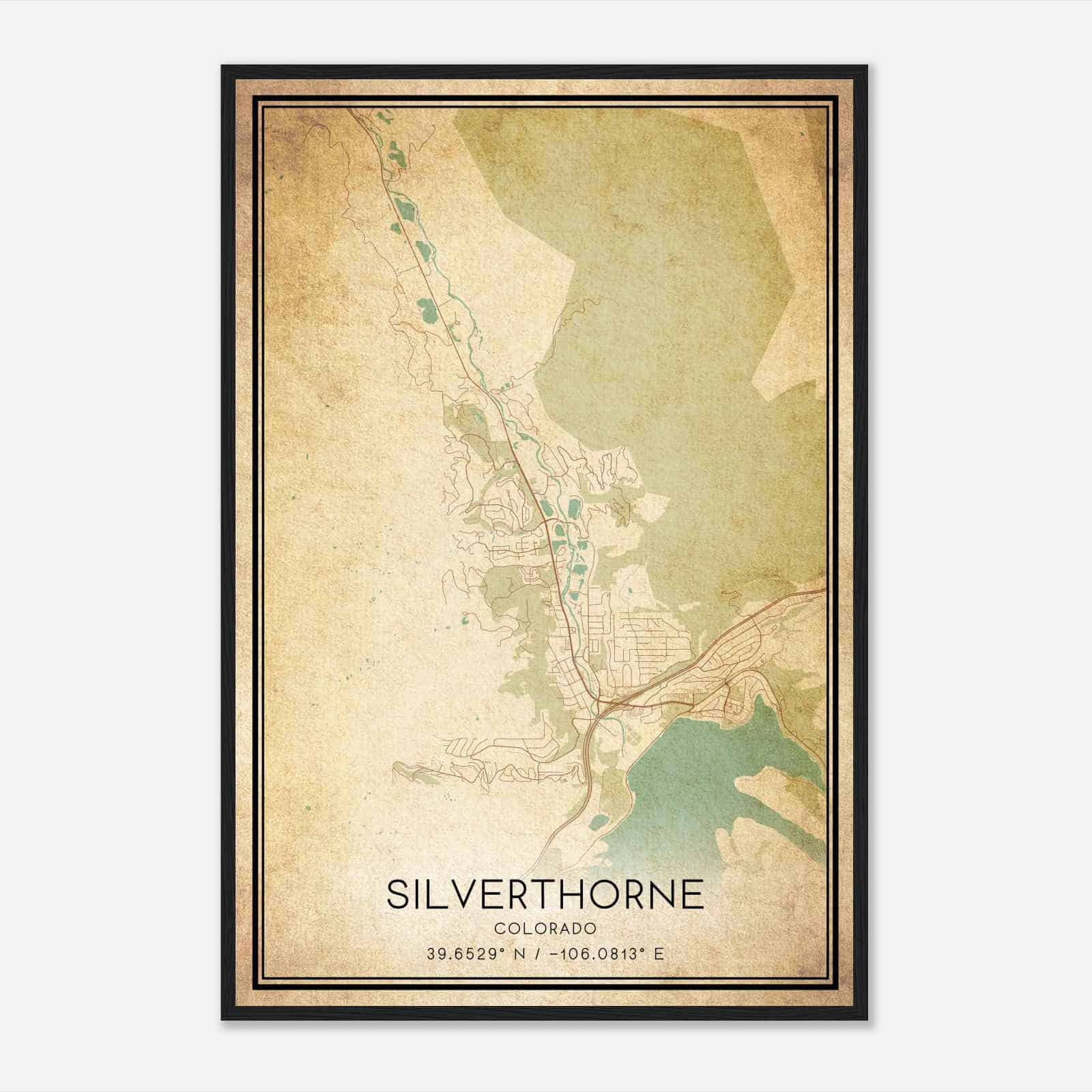 Vintage Silverthorne Colorado Map Poster, Modern Home Decor Wall Art Print