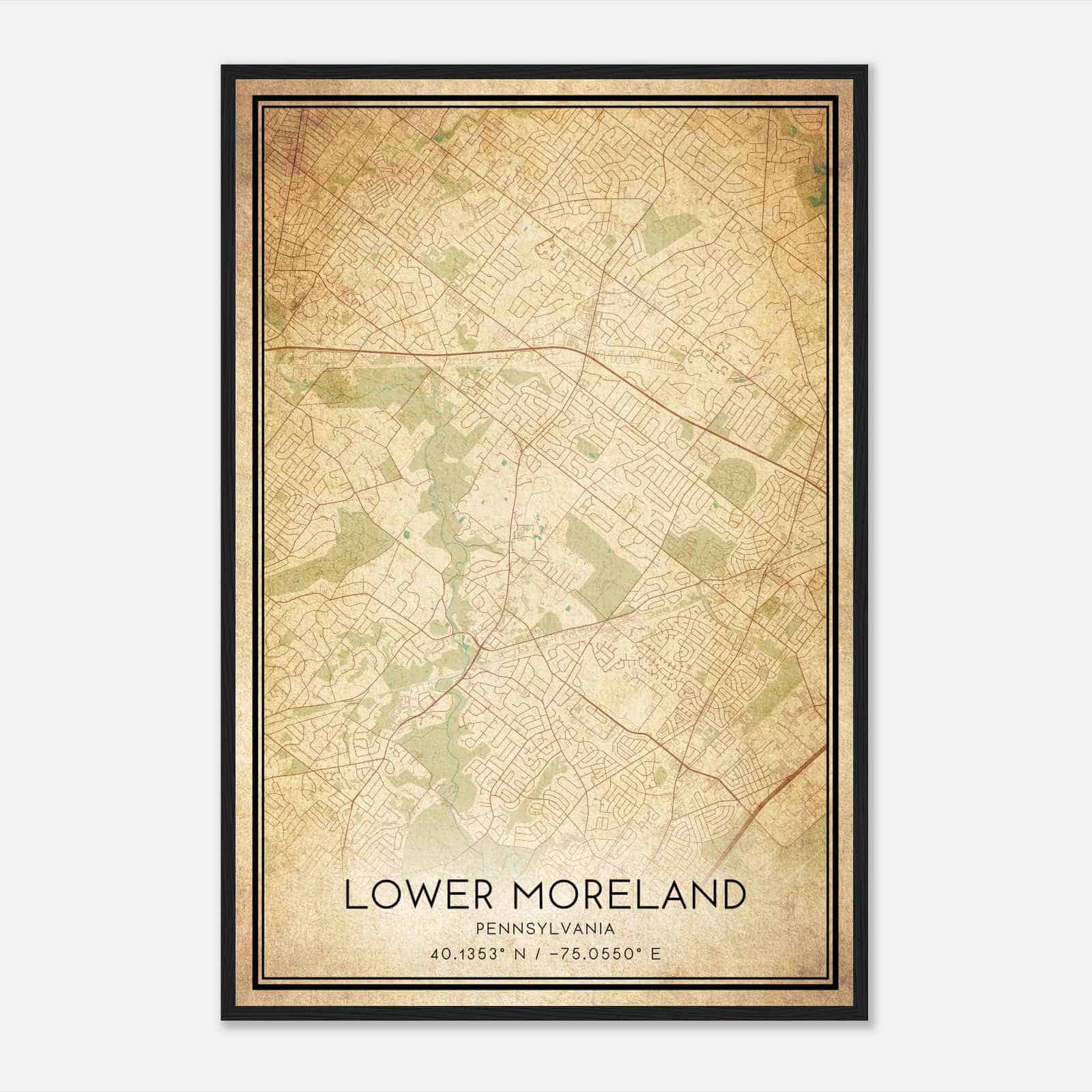 Vintage Lower Moreland Pennsylvania Map Poster, Modern Home Decor Wall Art Print