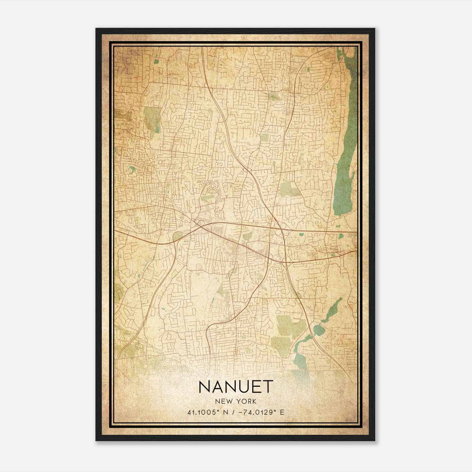 Vintage Nanuet New York Map Poster, Modern Home Decor Wall Art Print