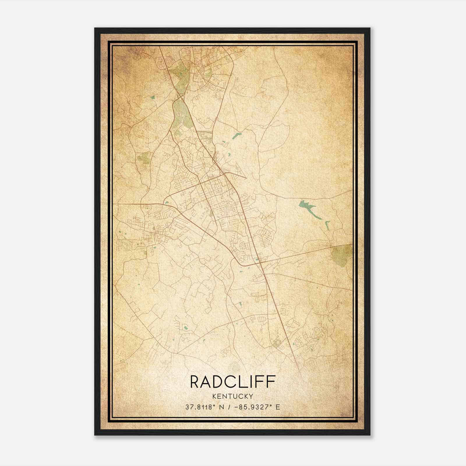 Vintage Radcliff Kentucky Map Poster, Modern Home Decor Wall Art Print