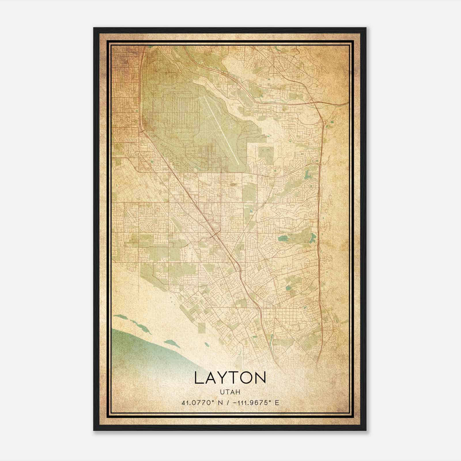 Vintage Layton Utah Map Poster, Modern Home Decor Wall Art Print