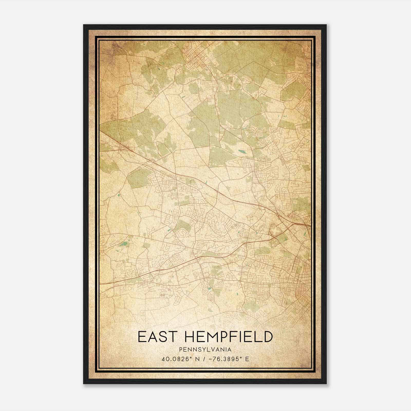 Vintage East Hempfield Pennsylvania Map Poster, Modern Home Decor Wall Art Print Vintage East Hempfield Pennsylvania Map Poster, Modern Home Decor Wall Art Print