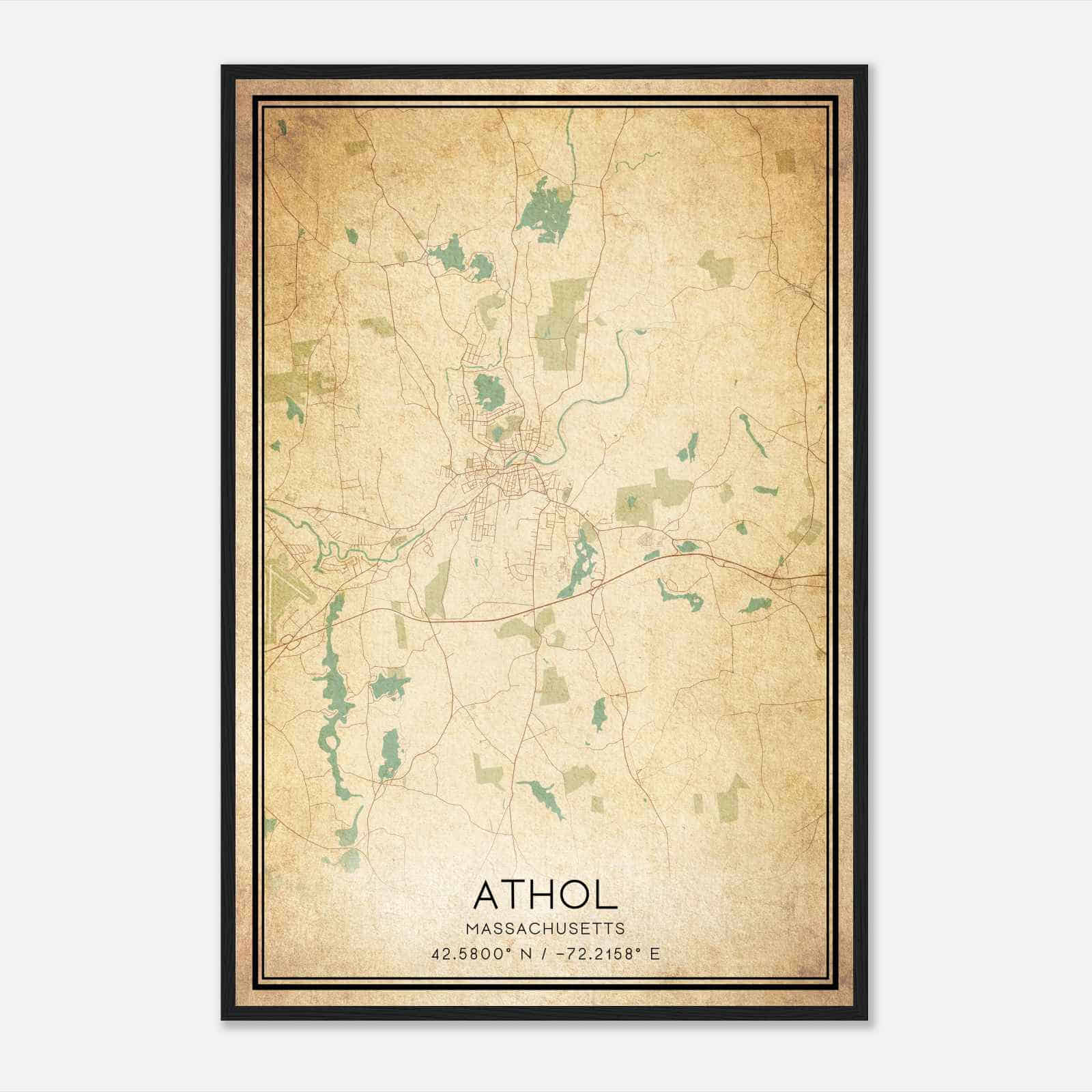 Vintage Athol Massachusetts Map Poster, Modern Home Decor Wall Art Print Vintage Athol Massachusetts Map Poster, Modern Home Decor Wall Art Print
