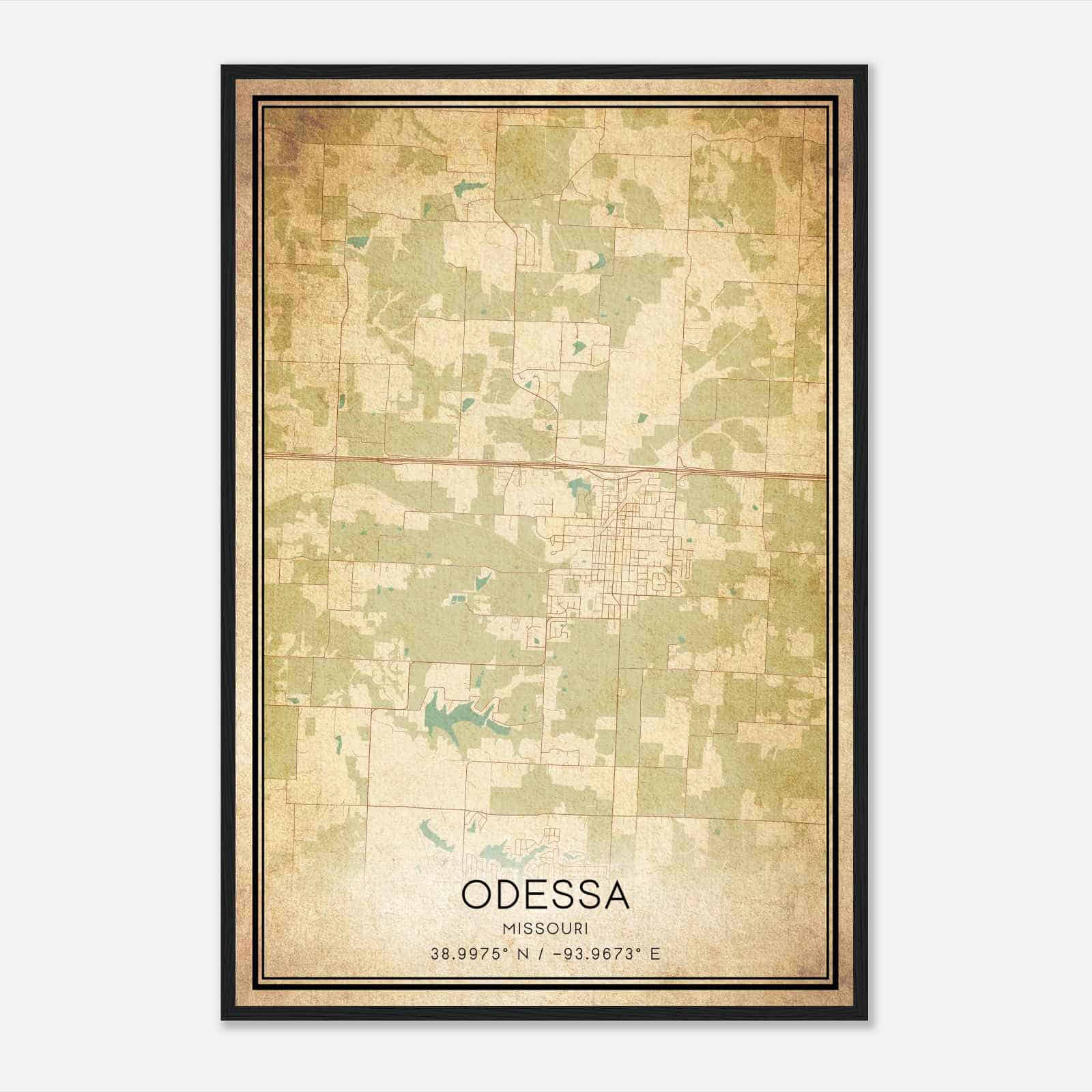 Vintage Odessa Missouri Map Poster, Modern Home Decor Wall Art Print Vintage Odessa Missouri Map Poster, Modern Home Decor Wall Art Print