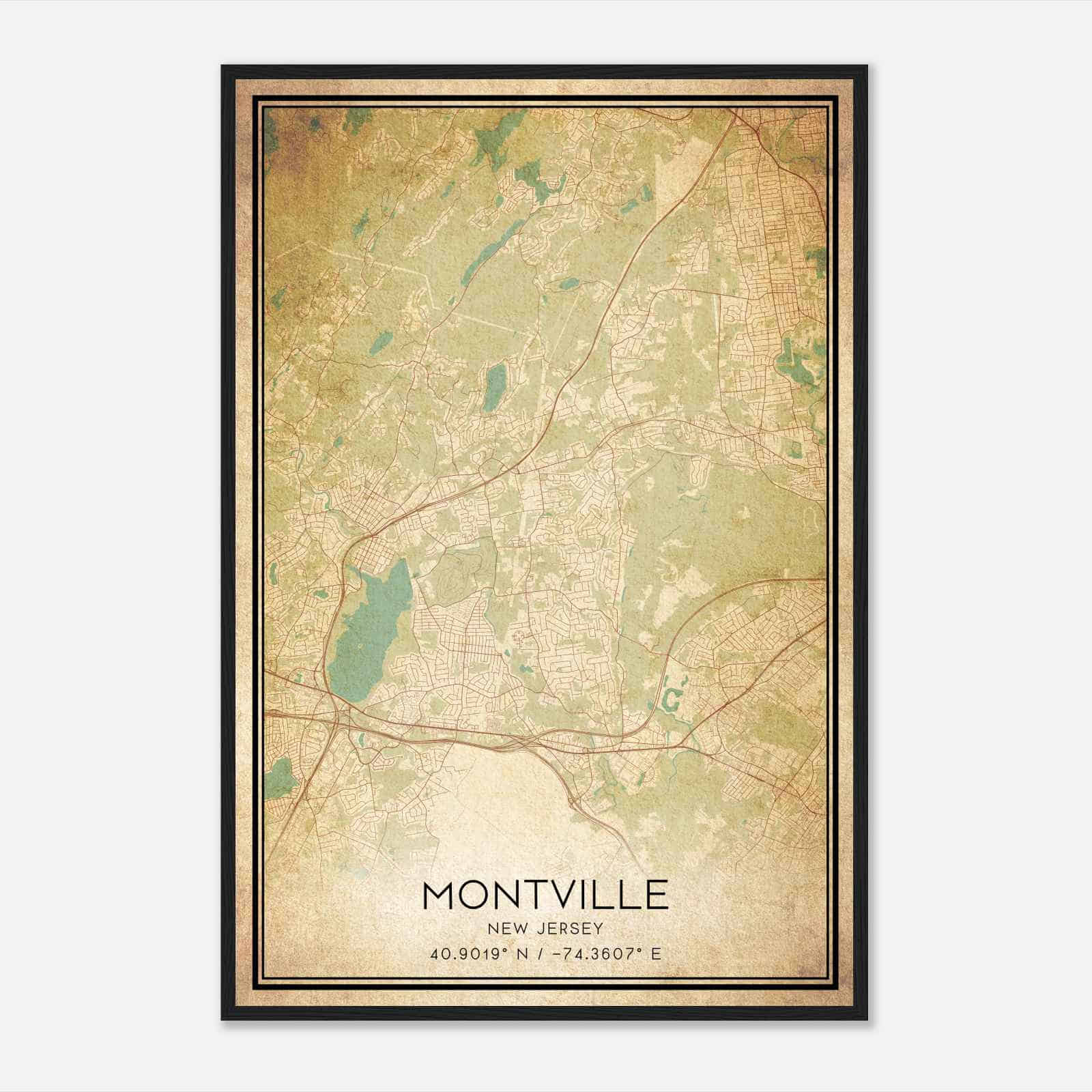 Vintage Montville New Jersey Map Poster, Modern Home Decor Wall Art Print Vintage Montville New Jersey Map Poster, Modern Home Decor Wall Art Print