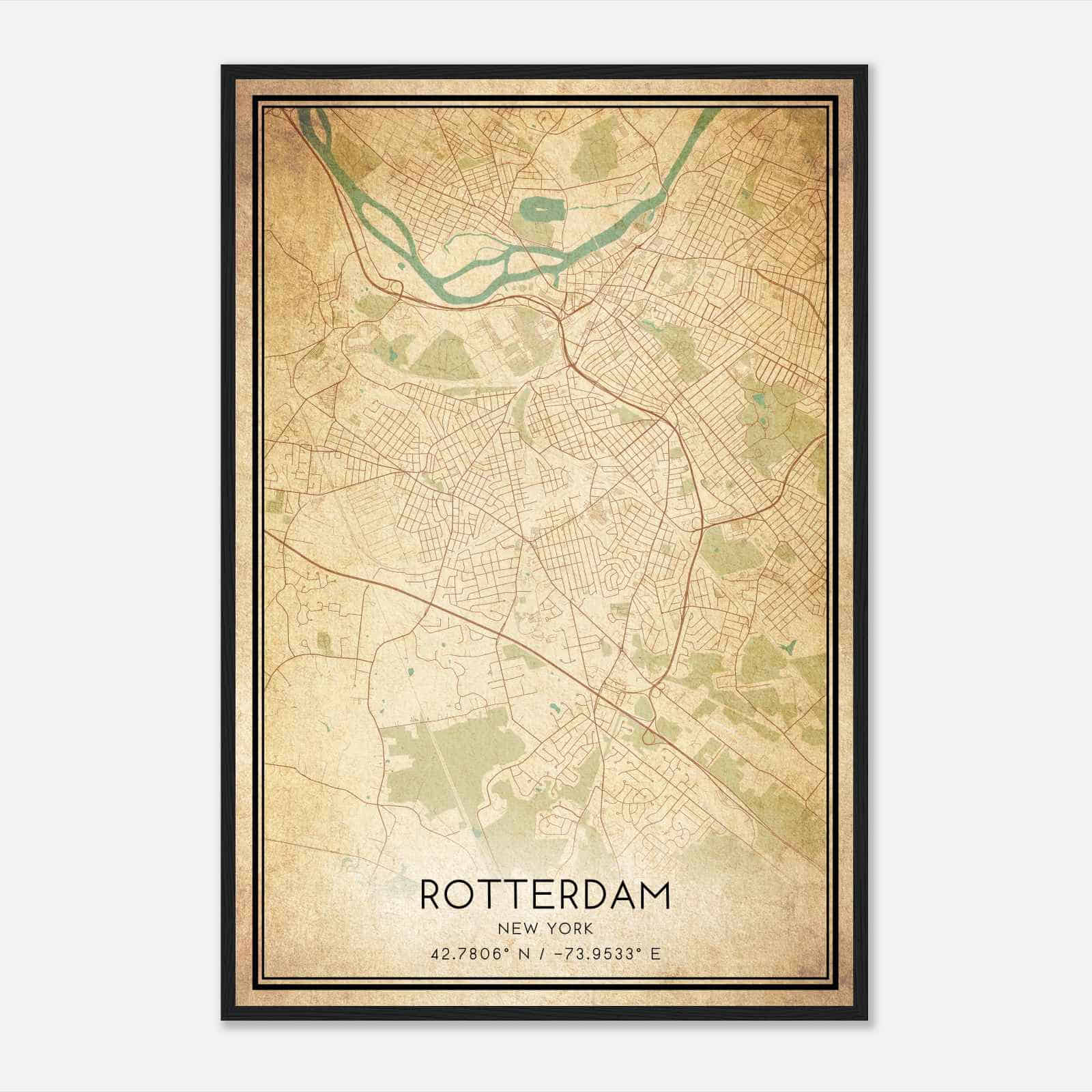 Vintage Rotterdam New York Map Poster, Modern Home Decor Wall Art Print