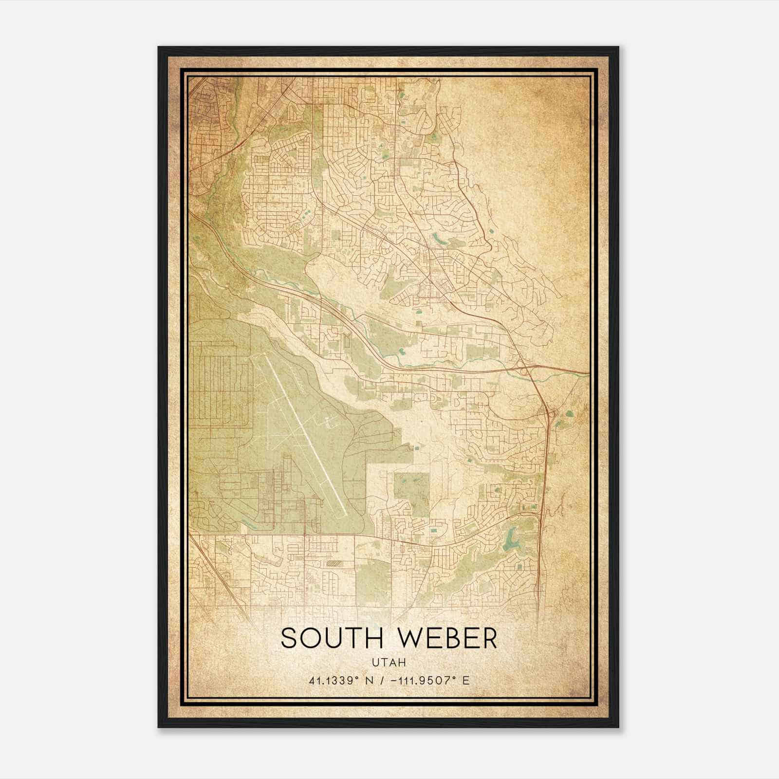 Vintage South Weber Utah Map Poster, Modern Home Decor Wall Art Print