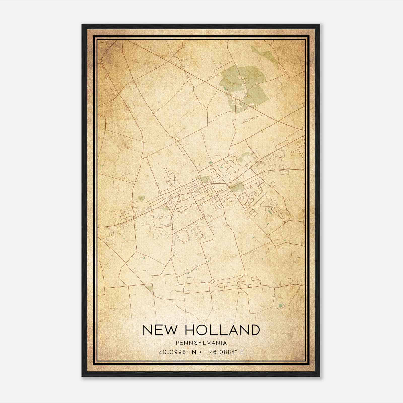 Vintage New Holland Pennsylvania Map Poster, Modern Home Decor Wall Art Print