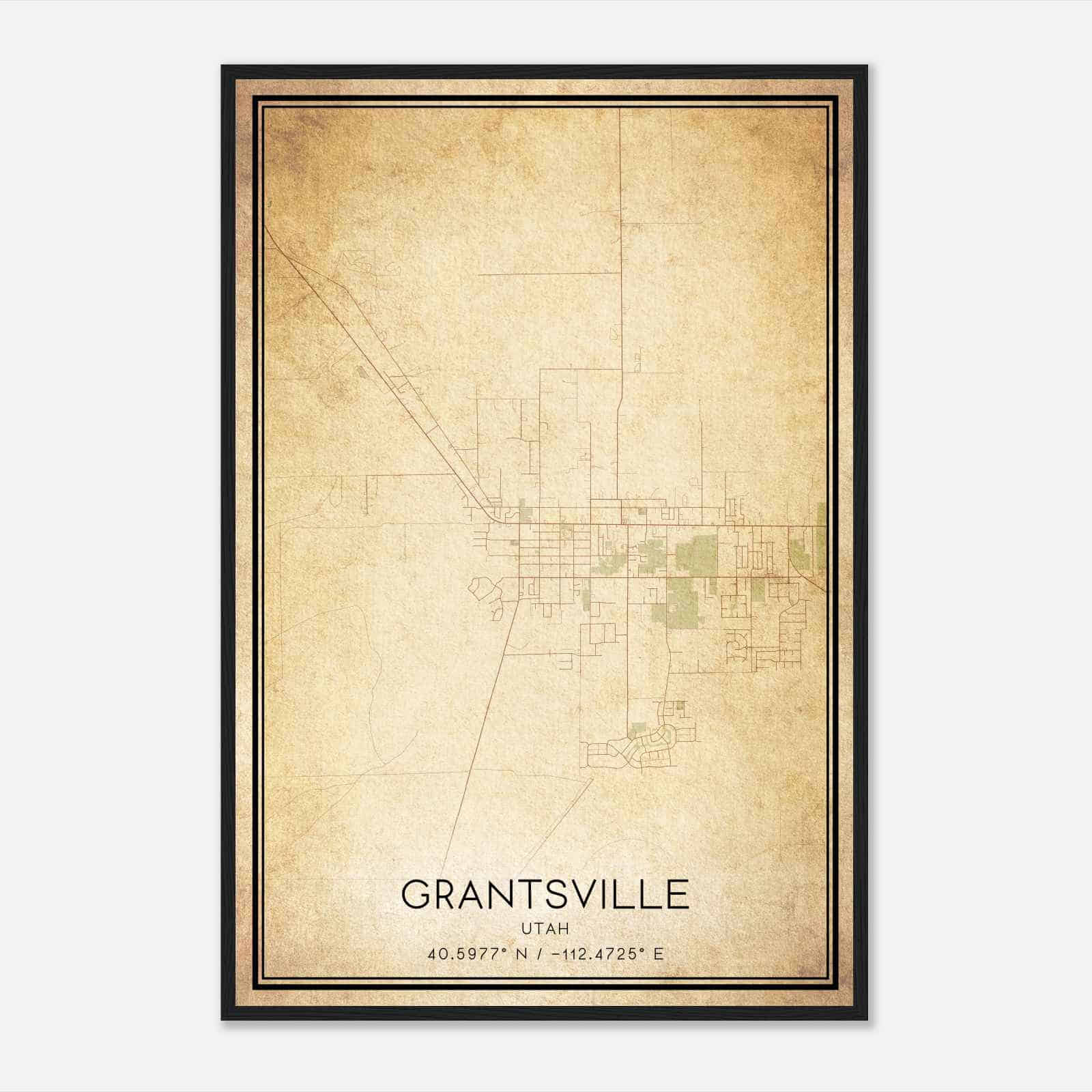 Vintage Grantsville Utah Map Poster, Modern Home Decor Wall Art Print