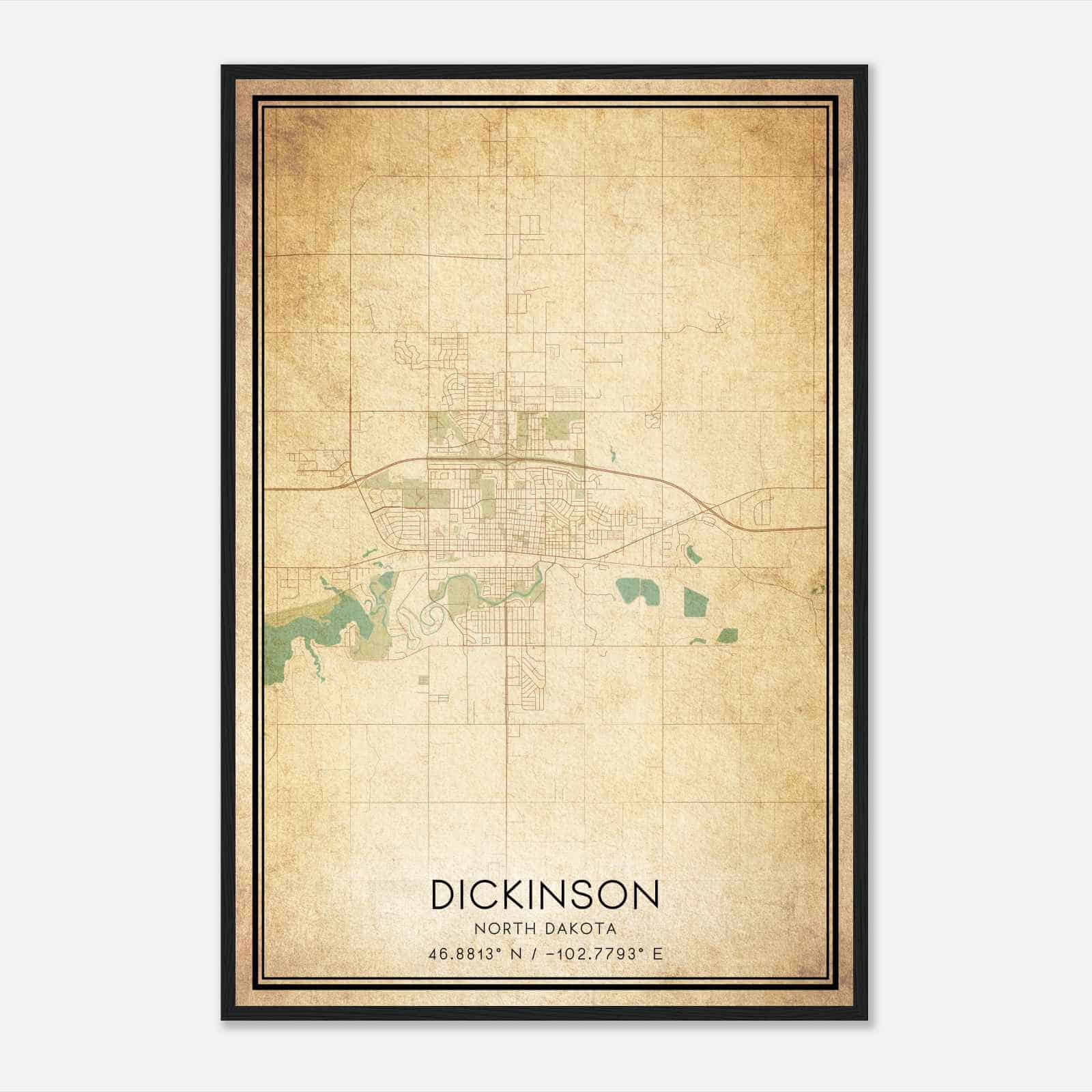 Vintage Dickinson North Dakota Map Poster, Modern Home Decor Wall Art Print Vintage Dickinson North Dakota Map Poster, Modern Home Decor Wall Art Print