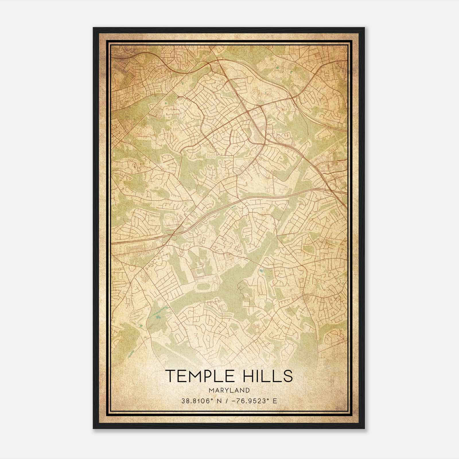 Vintage Temple Hills Maryland Map Poster, Modern Home Decor Wall Art Print
