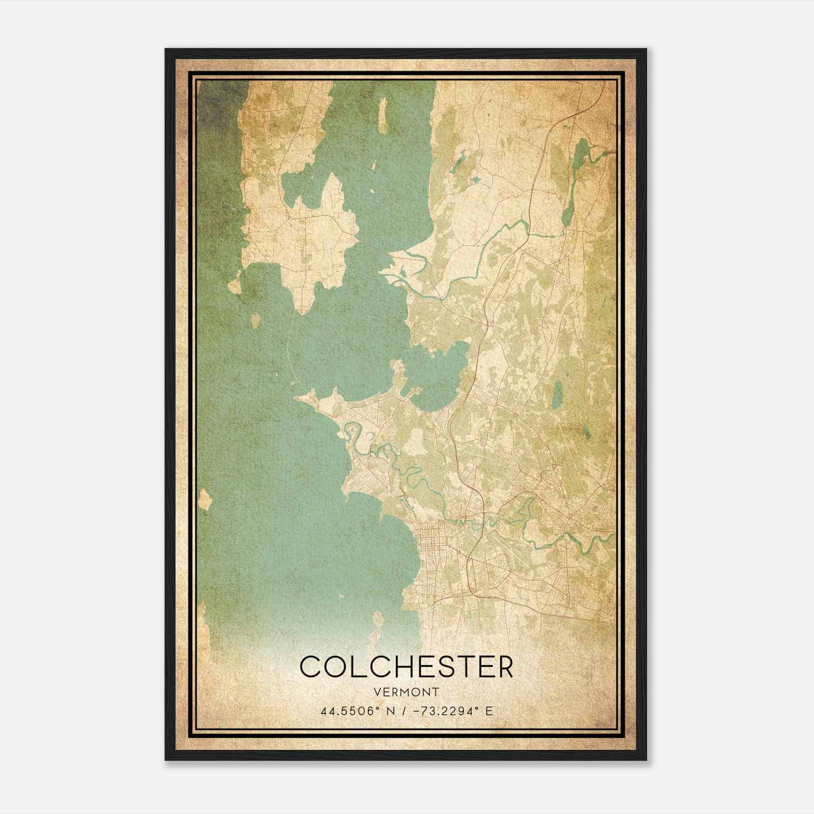 Vintage Colchester Vermont Map Poster, Modern Home Decor Wall Art Print