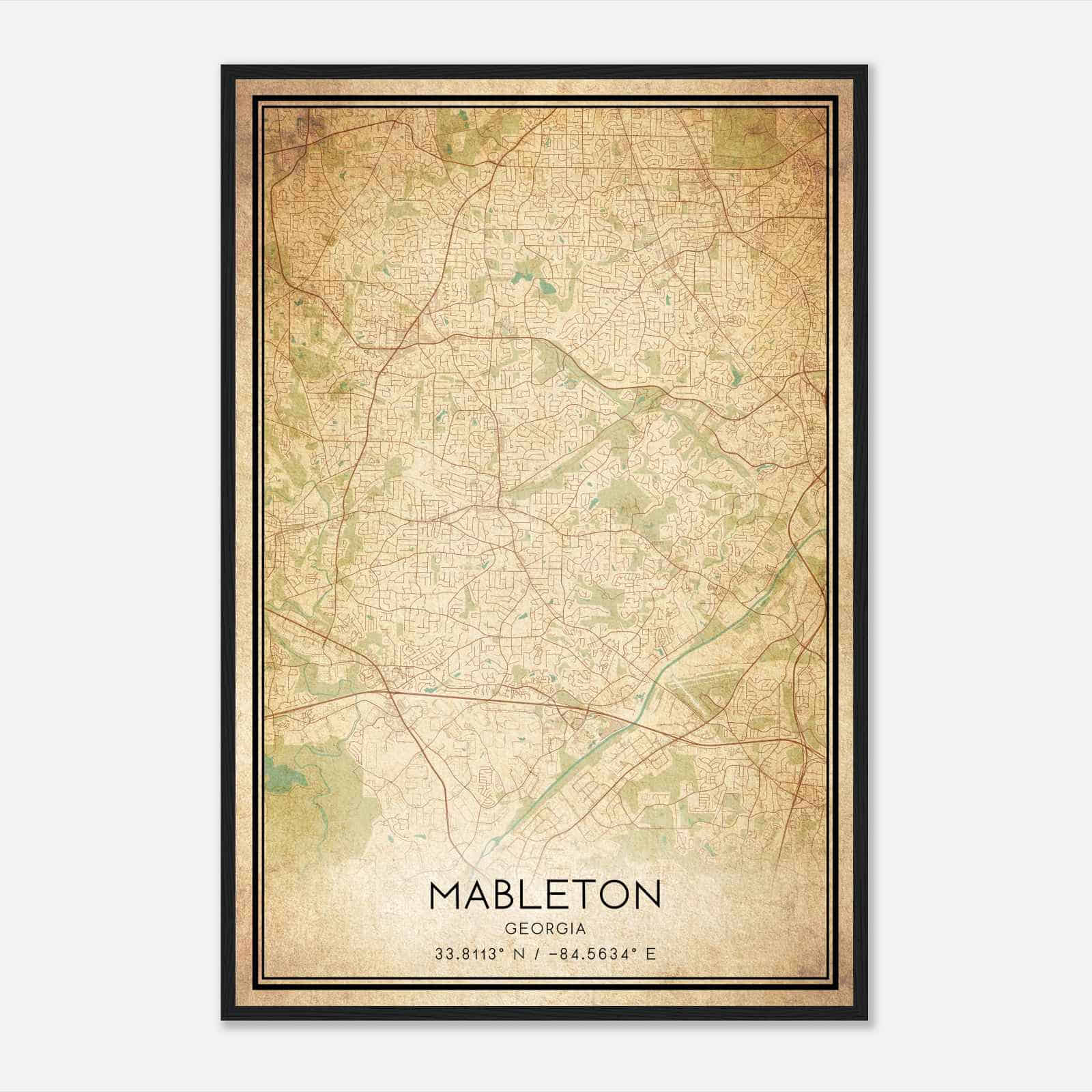 Vintage Mableton Georgia Map Poster, Modern Home Decor Wall Art Print