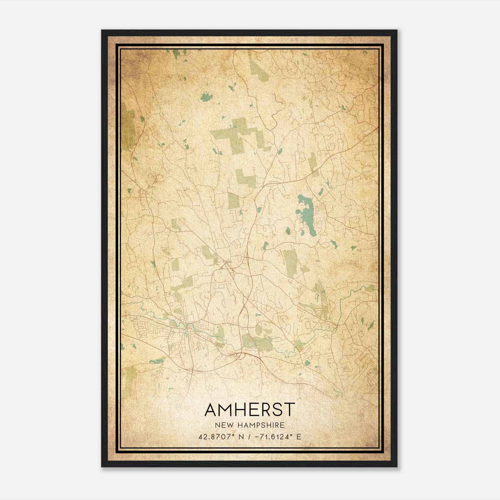 Vintage Amherst New Hampshire Map Poster, Modern Home Decor Wall Art Print Vintage Amherst New Hampshire Map Poster, Modern Home Decor Wall Art Print