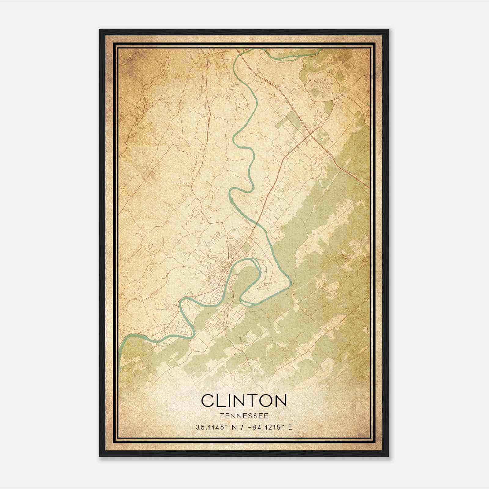 Vintage Clinton Tennessee Map Poster, Modern Home Decor Wall Art Print Vintage Clinton Tennessee Map Poster, Modern Home Decor Wall Art Print