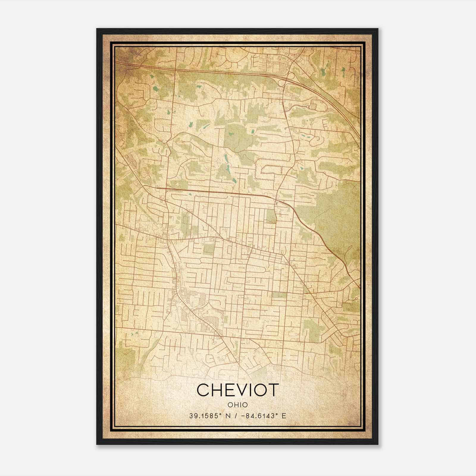 Vintage Cheviot Ohio Map Poster, Modern Home Decor Wall Art Print Vintage Cheviot Ohio Map Poster, Modern Home Decor Wall Art Print