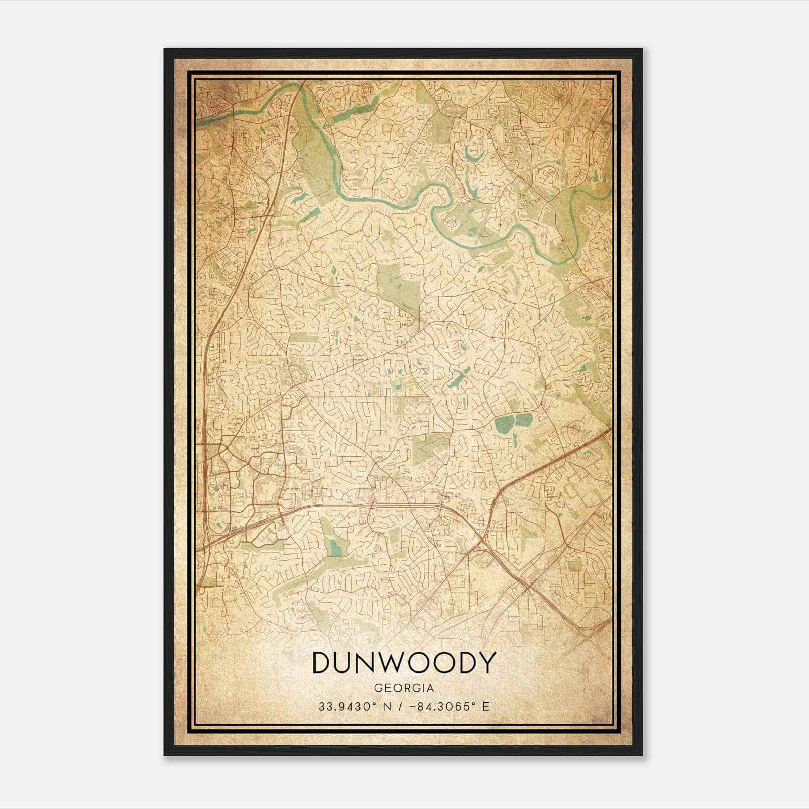 Vintage Dunwoody Georgia Map Poster, Modern Home Decor Wall Art Print