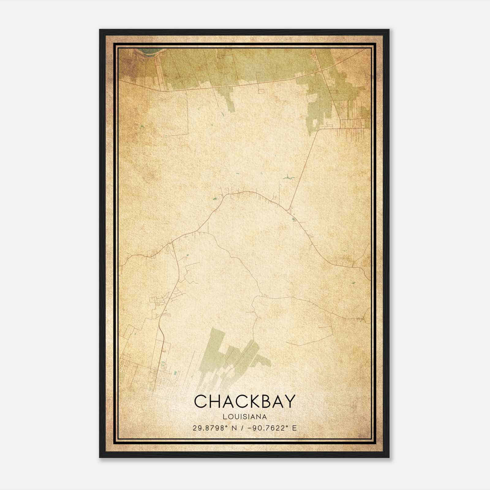 Vintage Chackbay Louisiana Map Poster, Modern Home Decor Wall Art Print