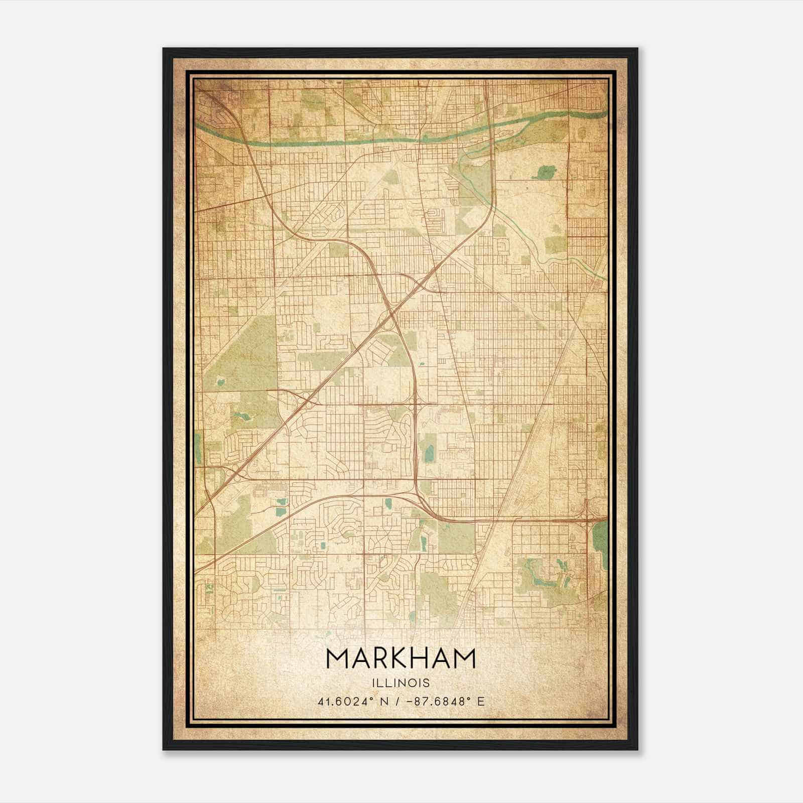 Vintage Markham Illinois Map Poster, Modern Home Decor Wall Art Print Vintage Markham Illinois Map Poster, Modern Home Decor Wall Art Print