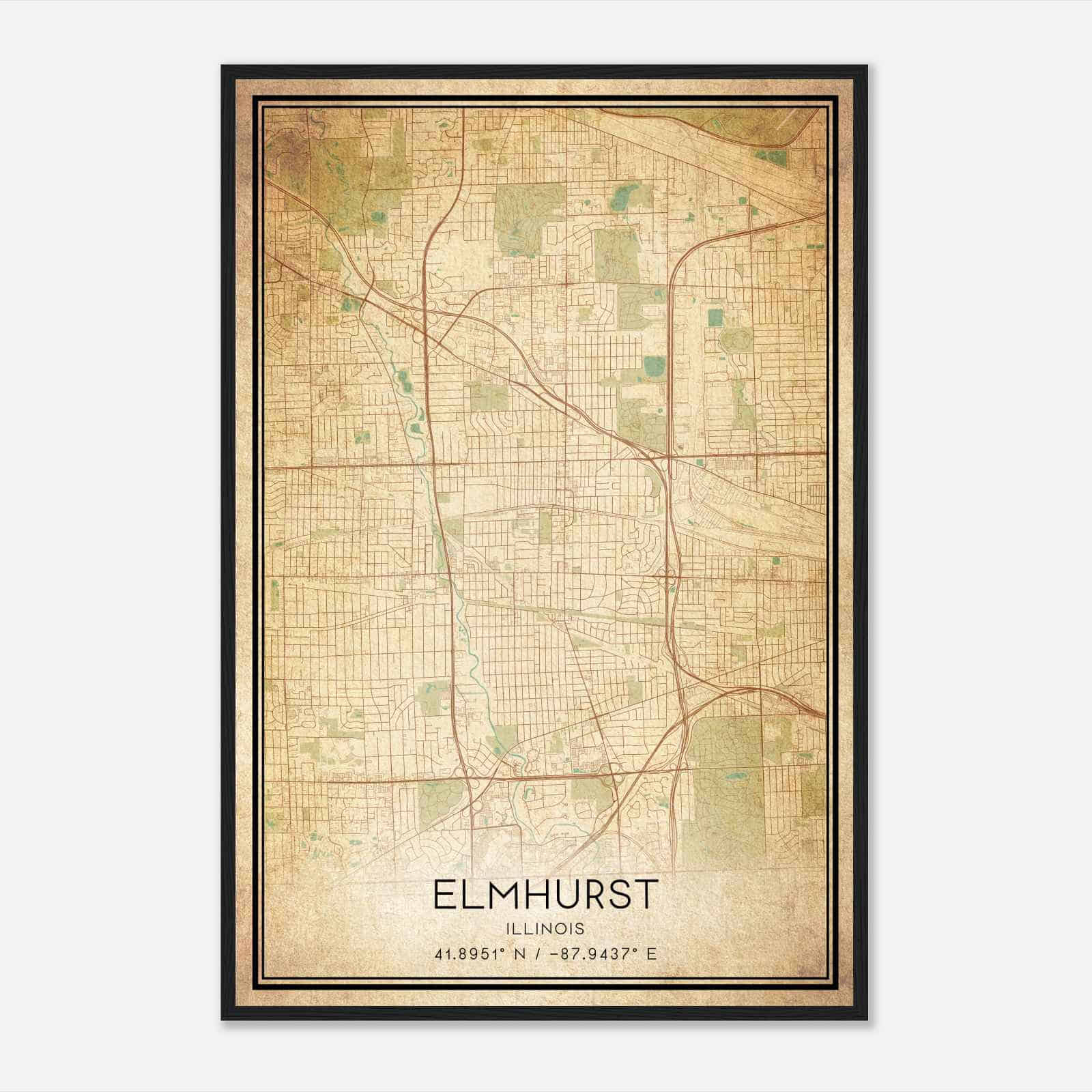 Vintage Elmhurst Illinois Map Poster, Modern Home Decor Wall Art Print Vintage Elmhurst Illinois Map Poster, Modern Home Decor Wall Art Print