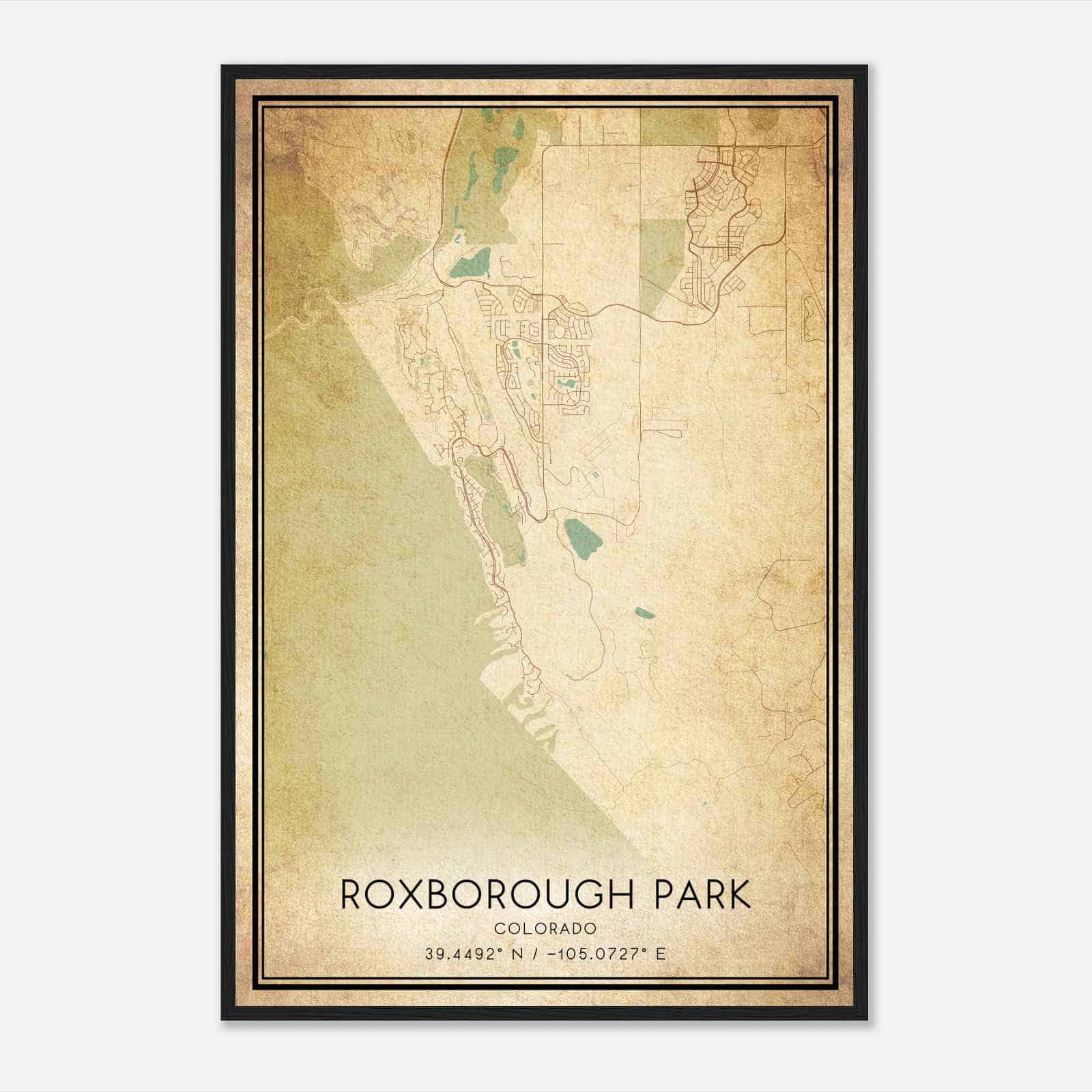 Vintage Roxborough Park Colorado Map Poster, Modern Home Decor Wall Art Print