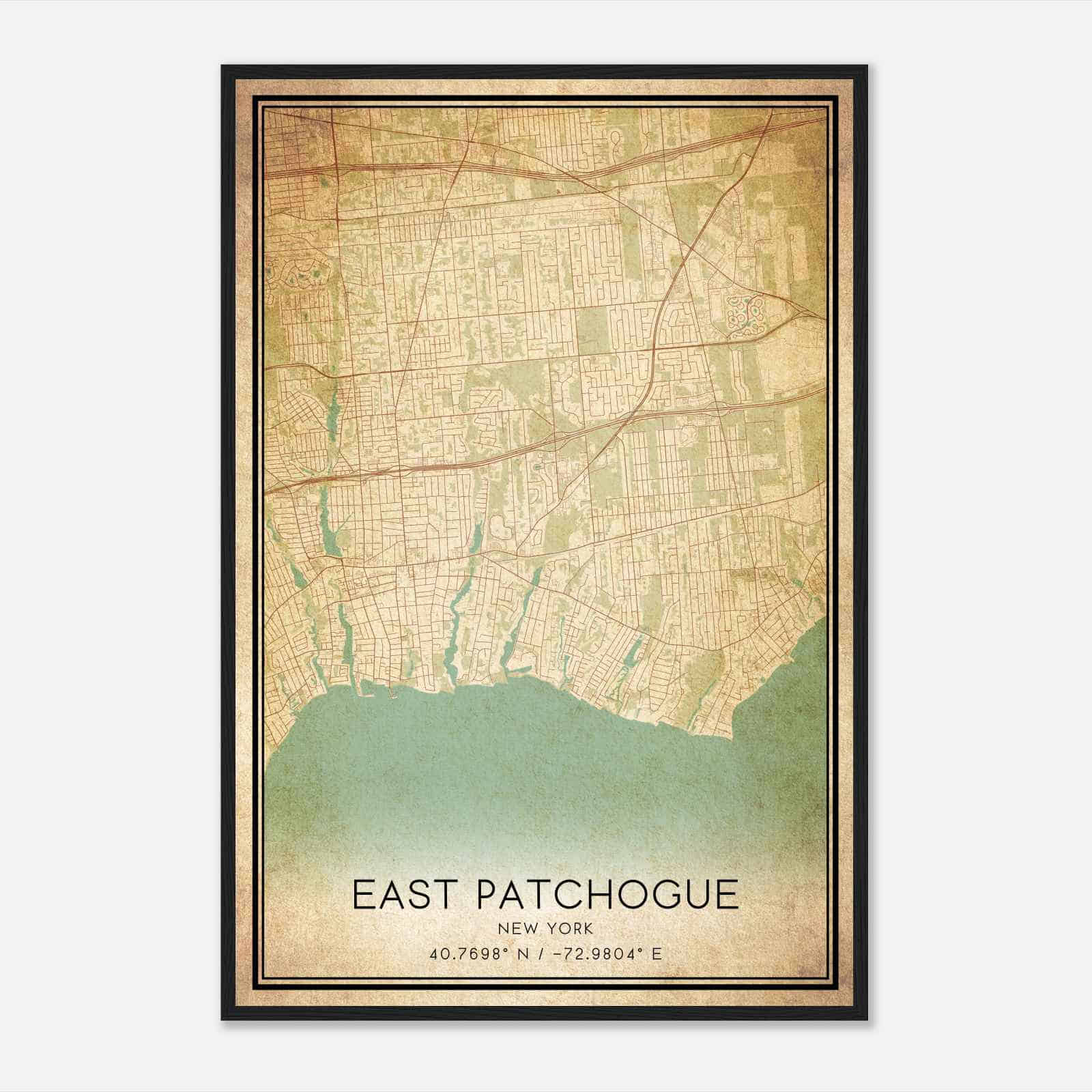 Vintage East Patchogue New York Map Poster, Modern Home Decor Wall Art Print Vintage East Patchogue New York Map Poster, Modern Home Decor Wall Art Print