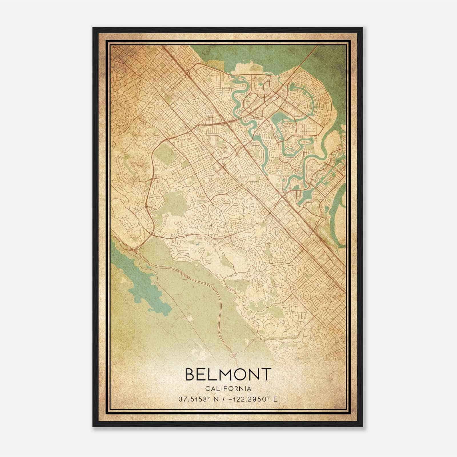 Vintage Belmont California Map Poster, Modern Home Decor Wall Art Print Vintage Belmont California Map Poster, Modern Home Decor Wall Art Print