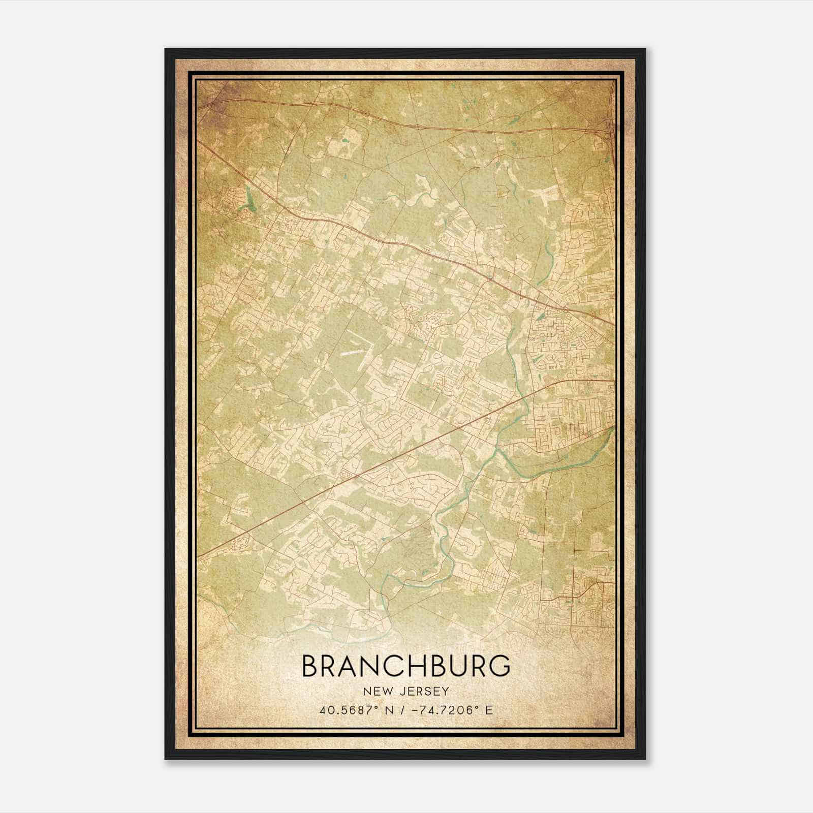 Vintage Branchburg New Jersey Map Poster, Modern Home Decor Wall Art Print Vintage Branchburg New Jersey Map Poster, Modern Home Decor Wall Art Print